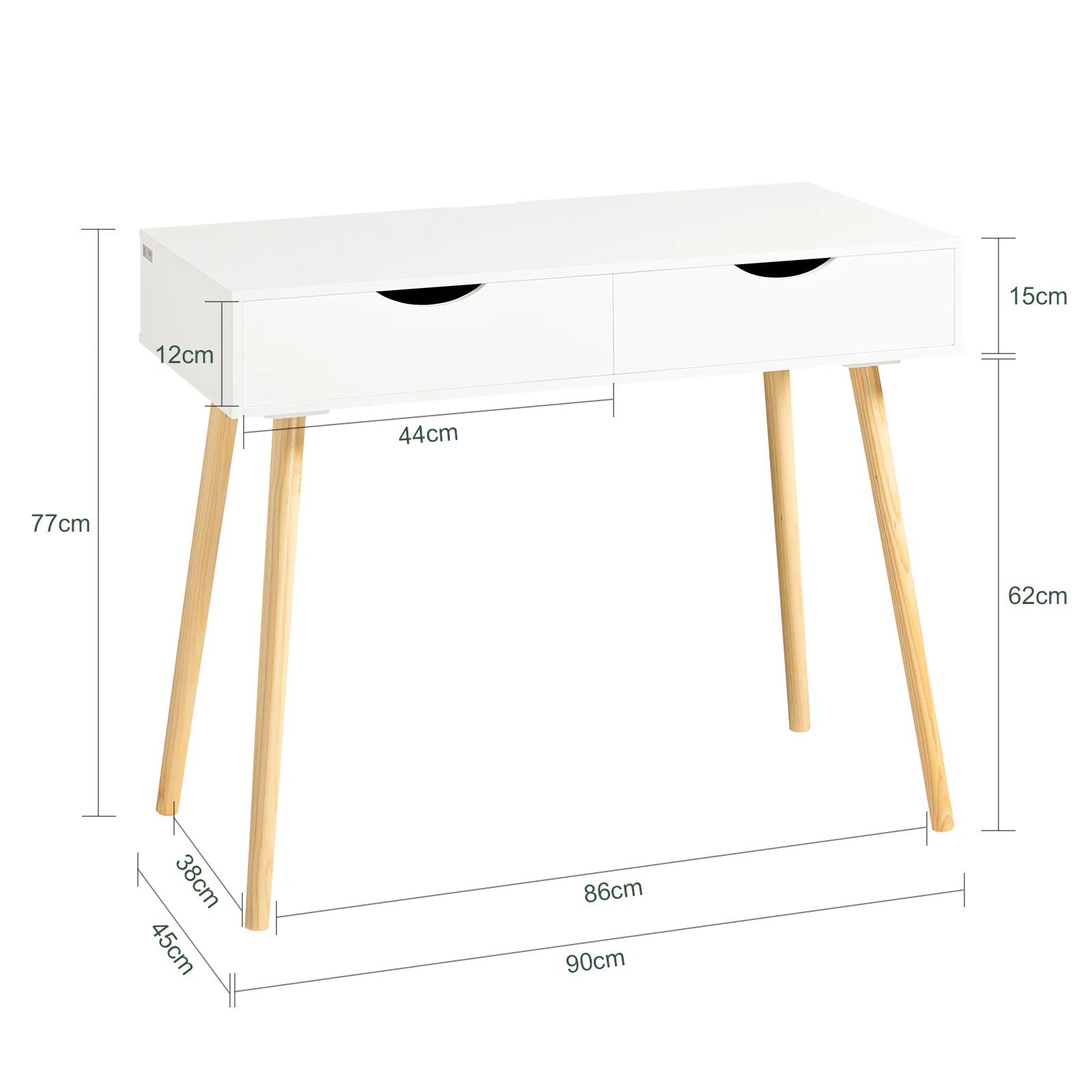SoBuy FWT40-WN Mesa de escritorio con 2 cajones - Image 3