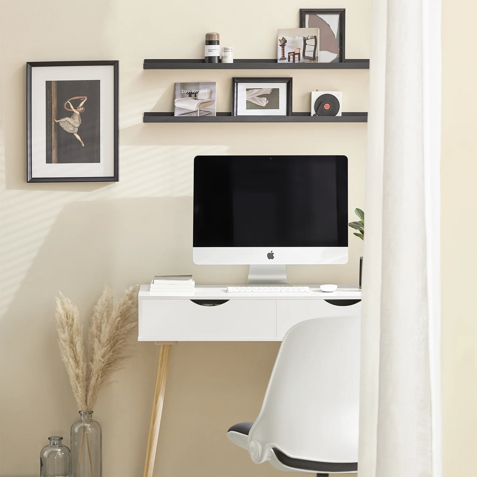 SoBuy FWT40-WN Mesa de escritorio con 2 cajones - Image 9