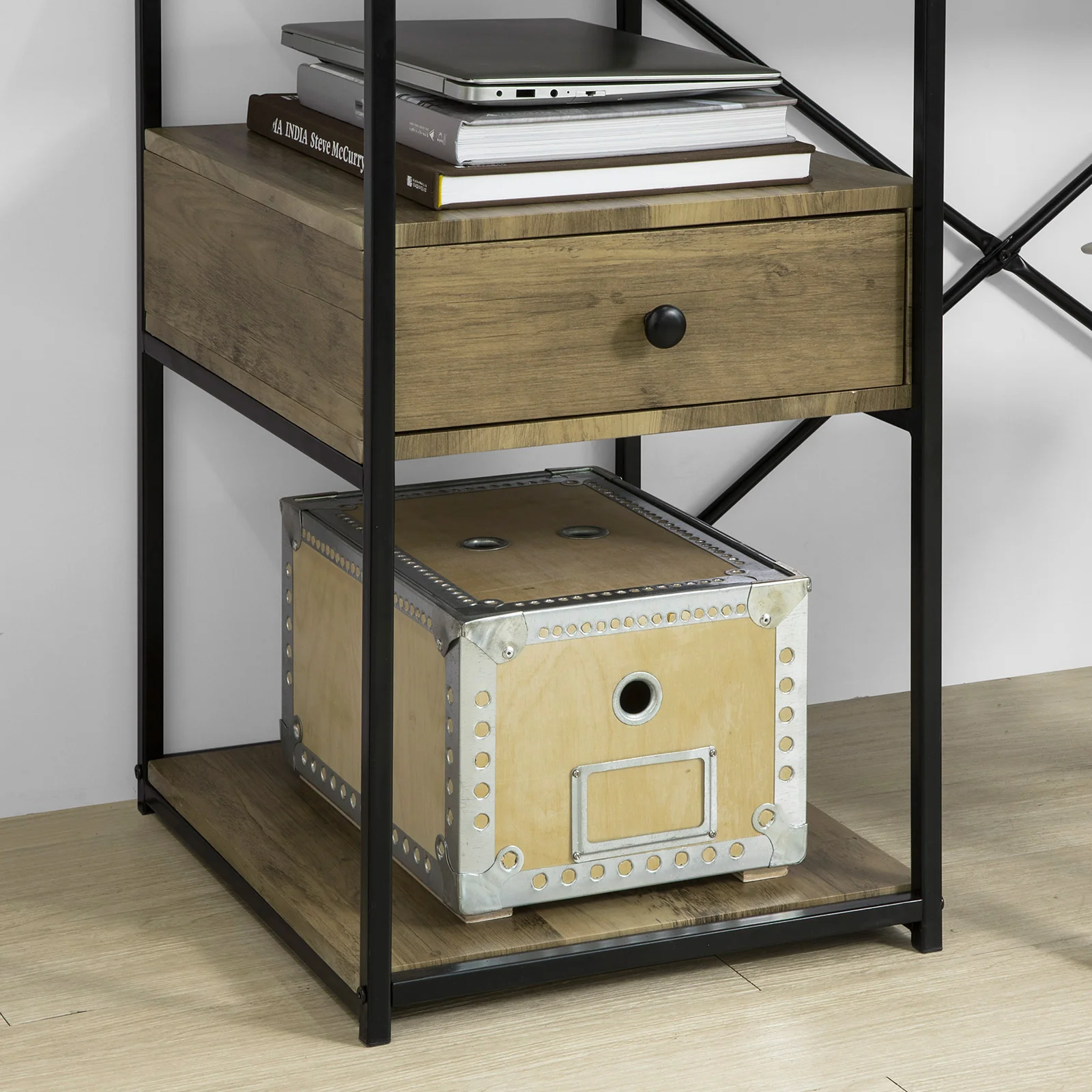 SoBuy FWT61-N Mesa de escritorio con 1 cajón y 4 Estantes - Image 5
