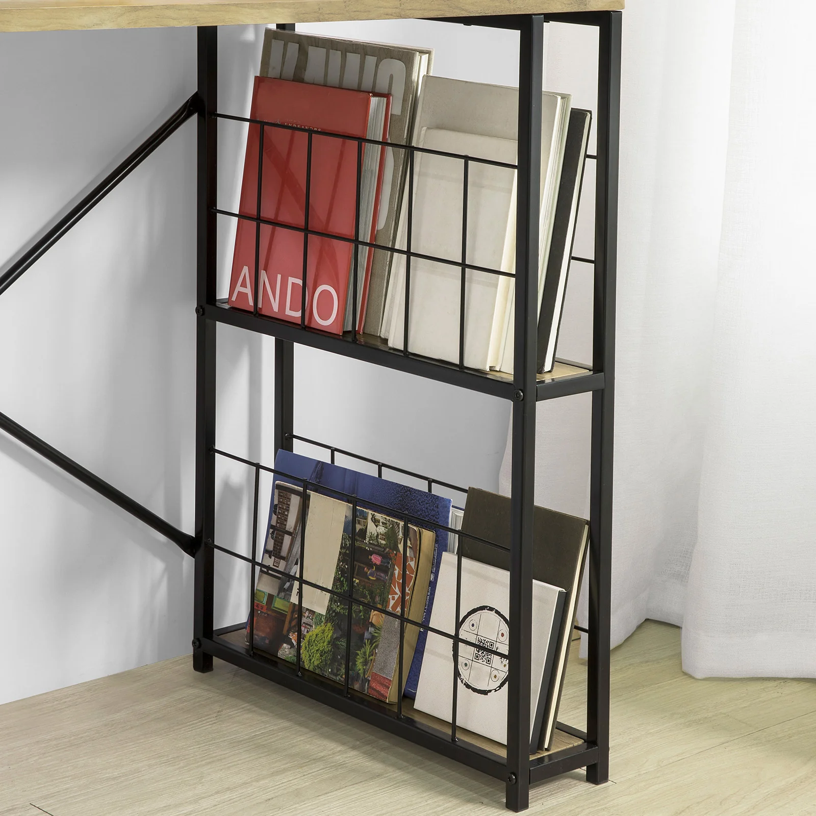 SoBuy FWT61-N Mesa de escritorio con 1 cajón y 4 Estantes - Image 7