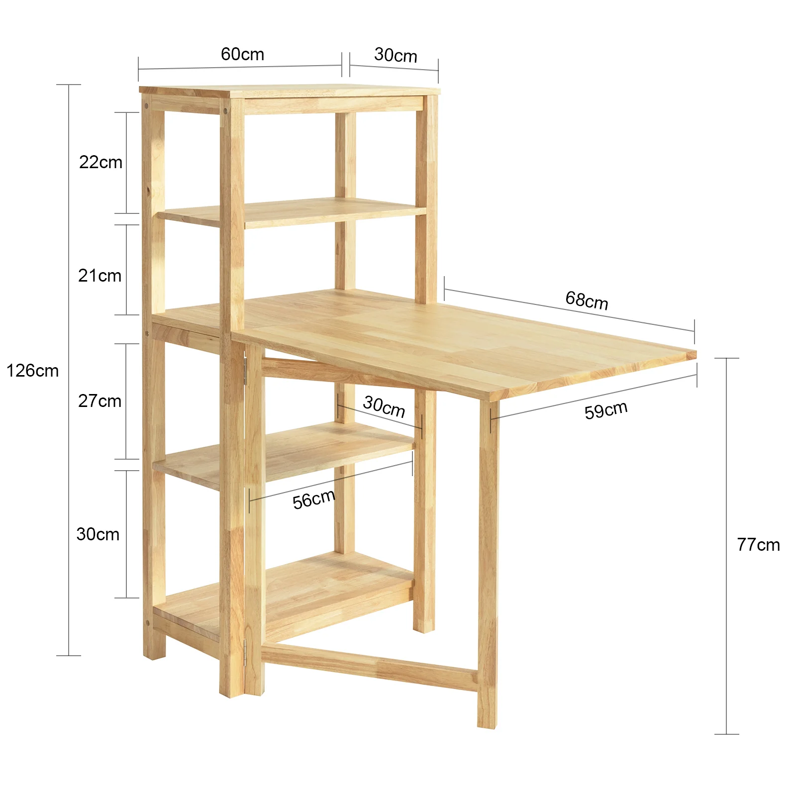 SoBuy FWT70-N Mesa de Comedor Plegable con 5 Estantes - Image 4