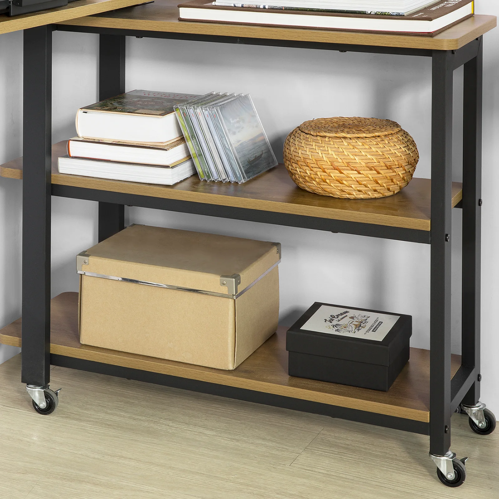 SoBuy FWT83-PF Mesa auxiliar con ruedas y 2 estante Forma de 133x69x30 cm - Image 11
