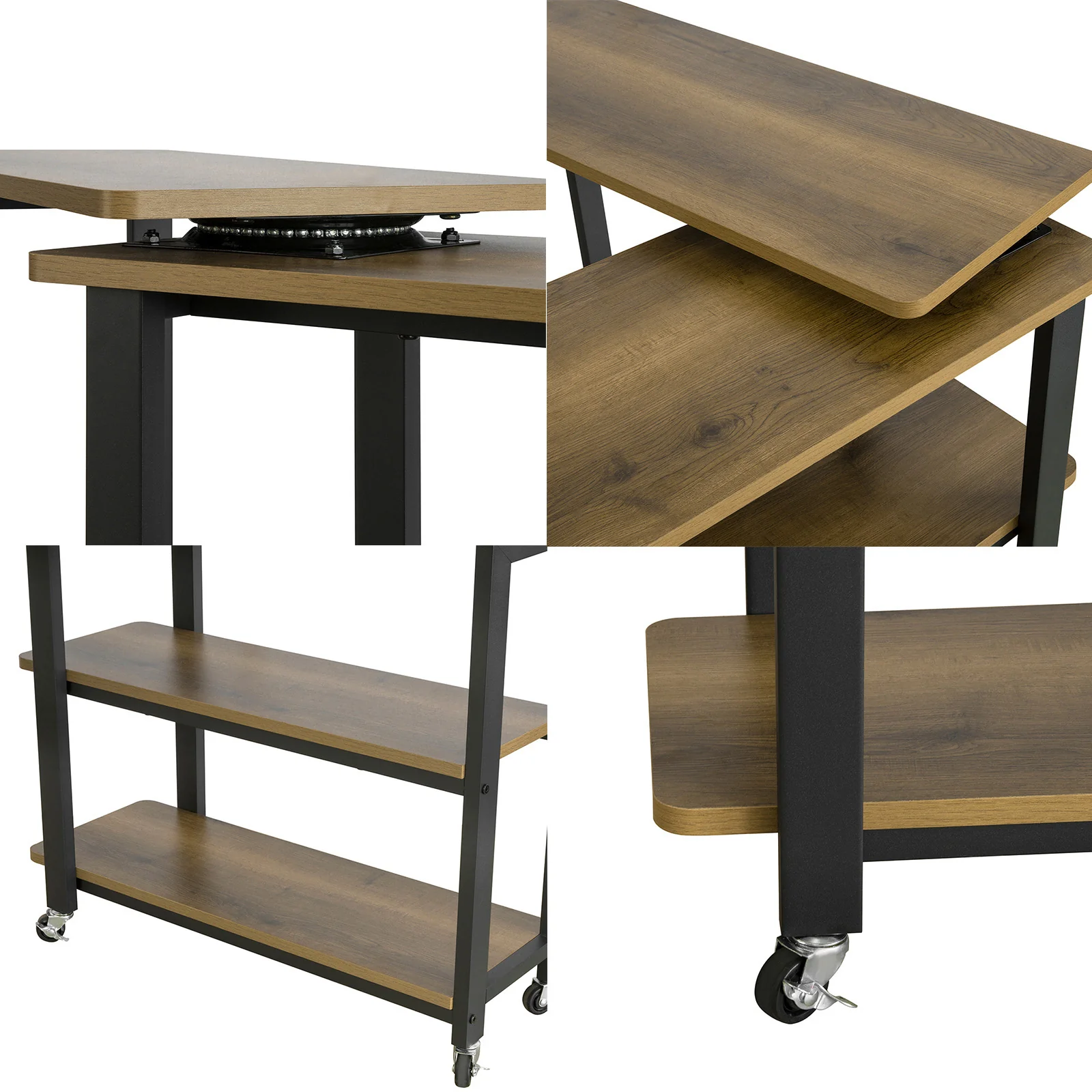 SoBuy FWT83-PF Mesa auxiliar con ruedas y 2 estante Forma de 133x69x30 cm - Image 7