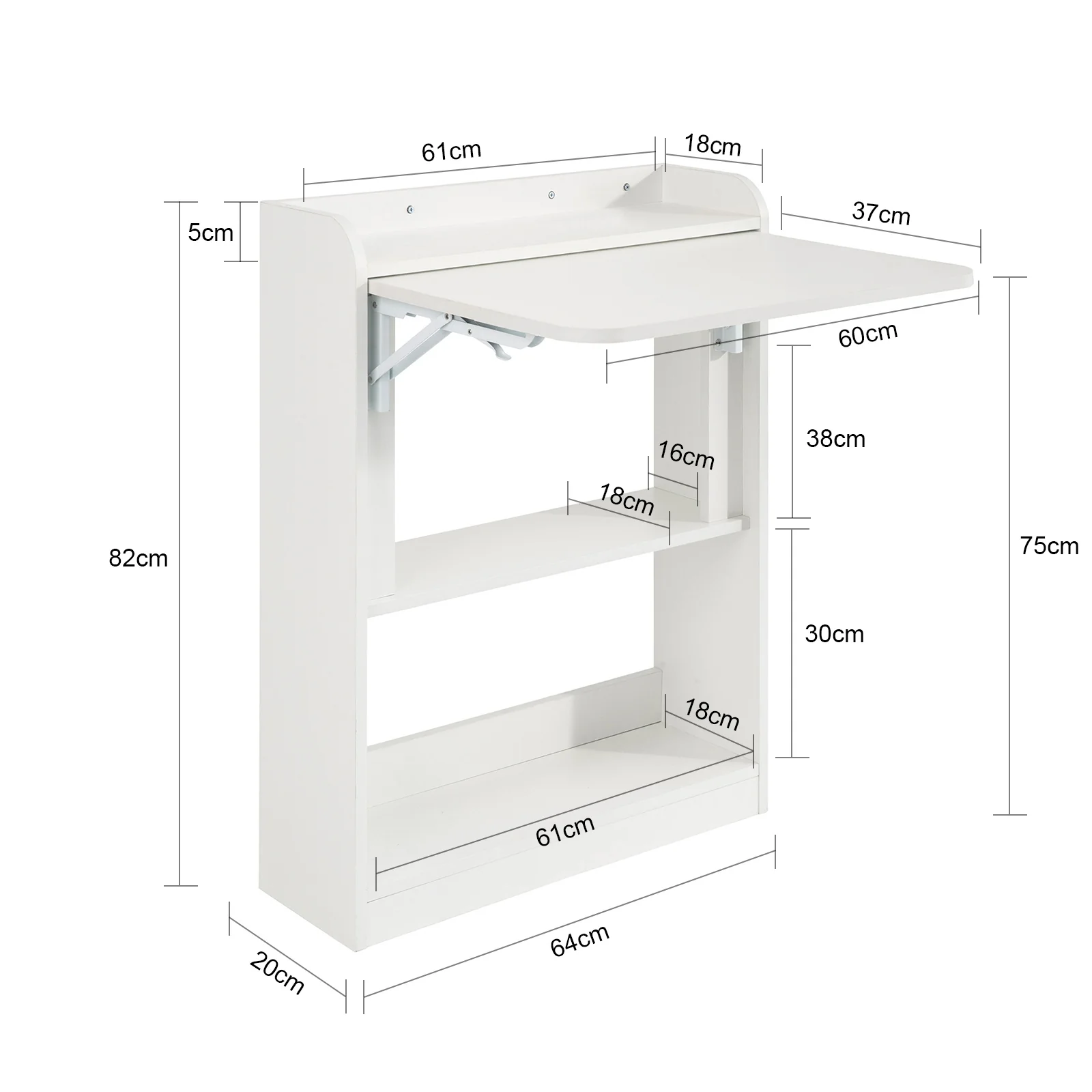 SoBuy FWT92-W Mesa de Escritorio plegable con Estantes Blanco - Image 4