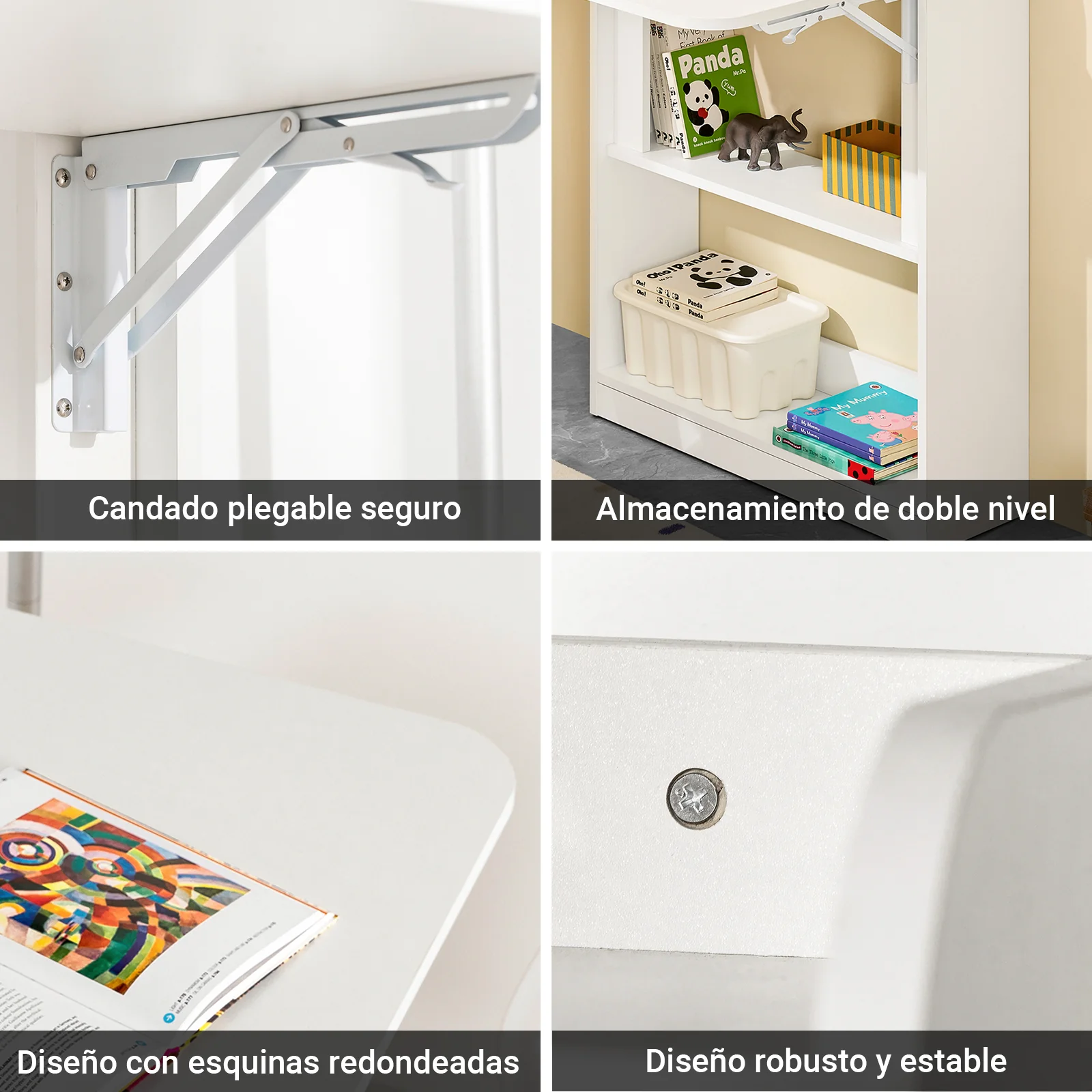 SoBuy FWT92-W Mesa de Escritorio plegable con Estantes Blanco - Image 7