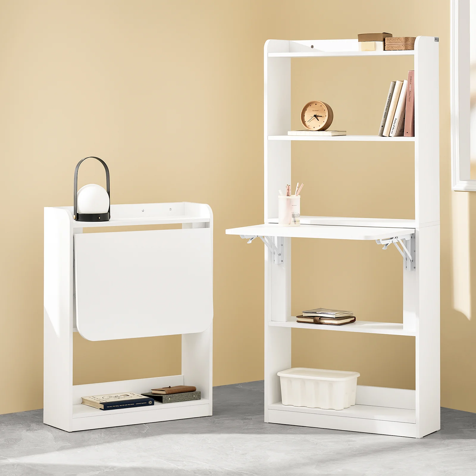 SoBuy FWT92-W Mesa de Escritorio plegable con Estantes Blanco - Image 8