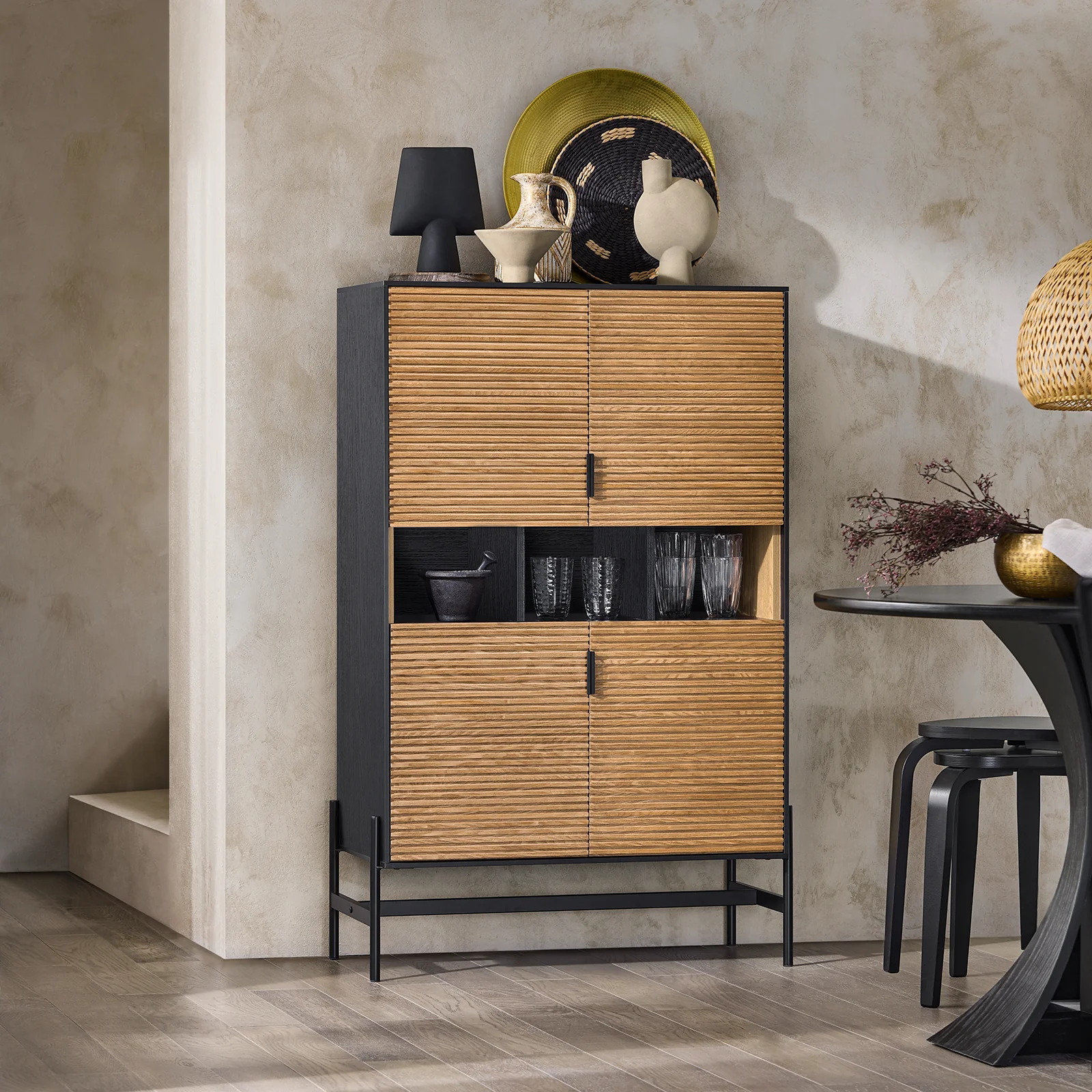 SoBuy HFSB03-SCH Aparador para Salón Comedor con 4 Puertas y 3 Compartimentos - Image 3
