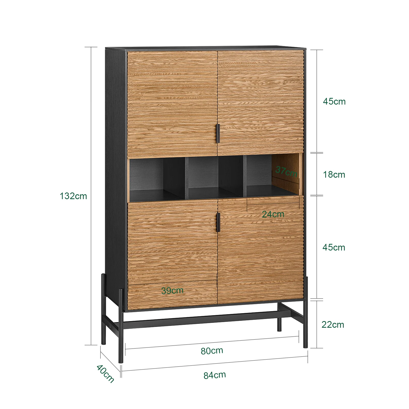 SoBuy HFSB03-SCH Aparador para Salón Comedor con 4 Puertas y 3 Compartimentos - Image 5
