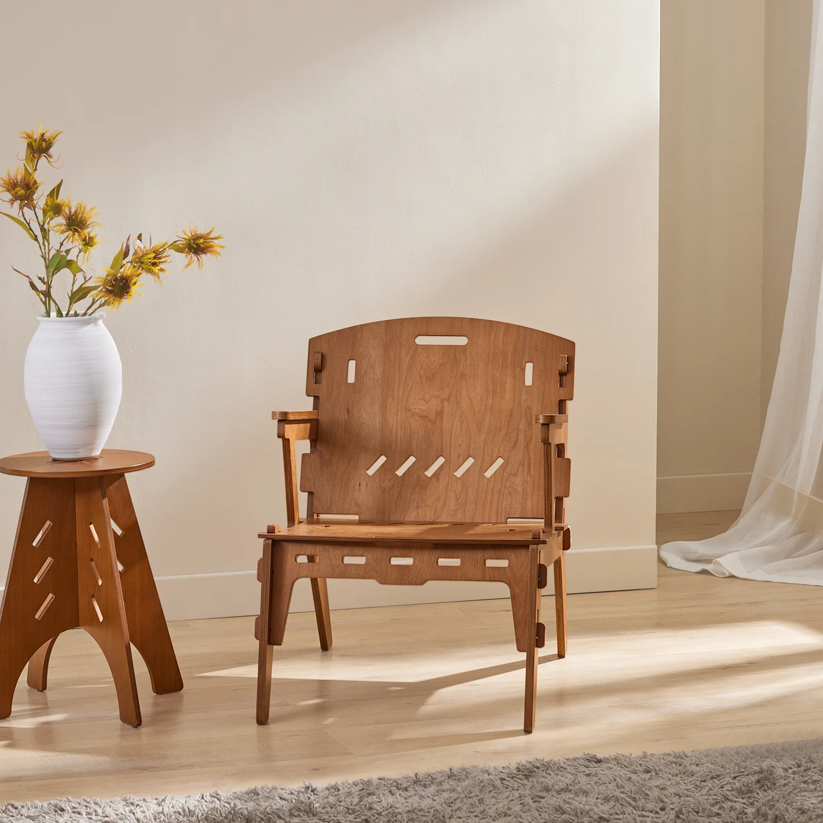 SoBuy HFST02-BR Sillón Mecedora Silla de Comedor con Respaldo Marrón - Image 5