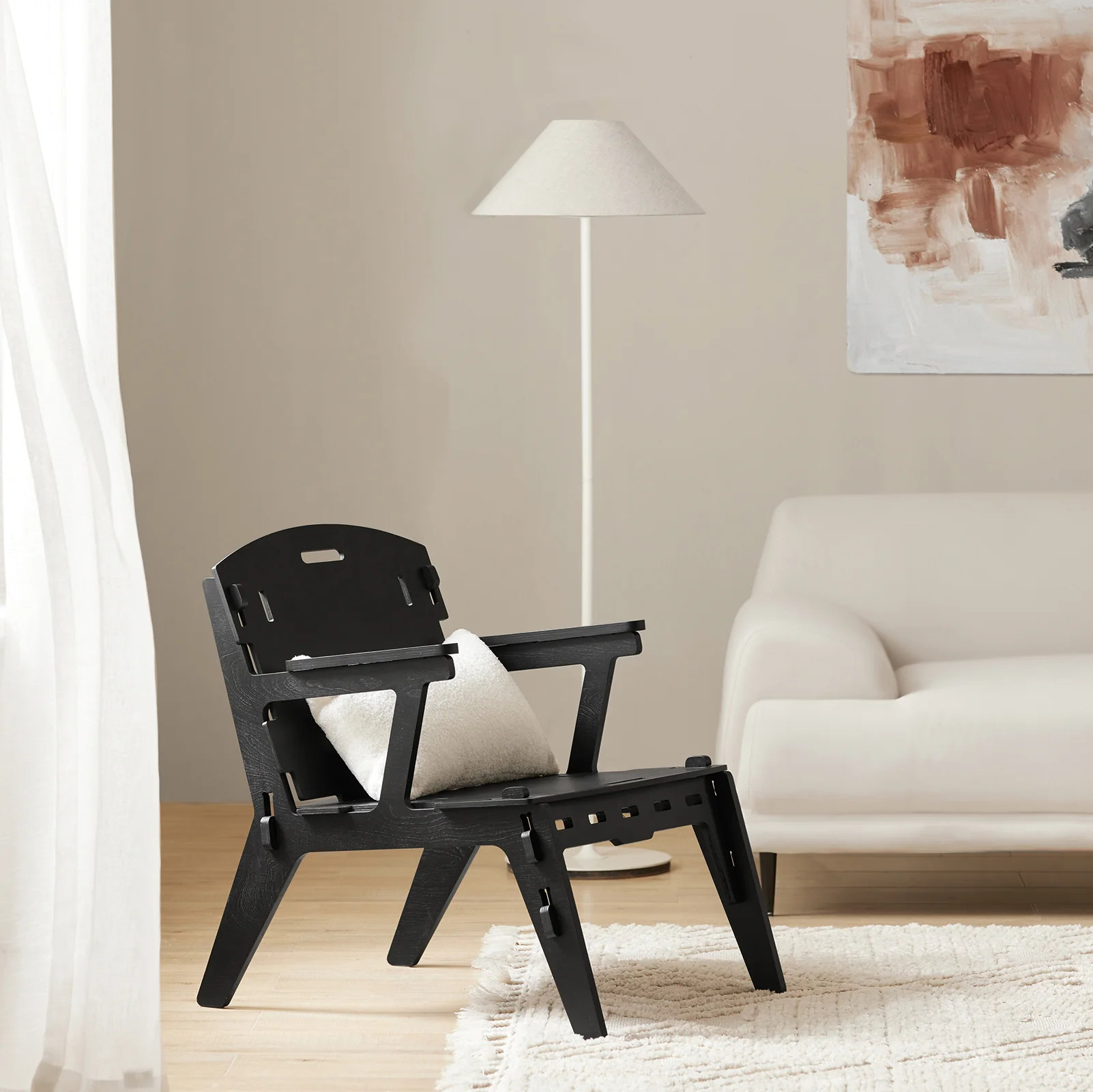 SoBuy HFST02-SCH Sillón Mecedora Silla de Comedor con Respaldo Negro - Image 4