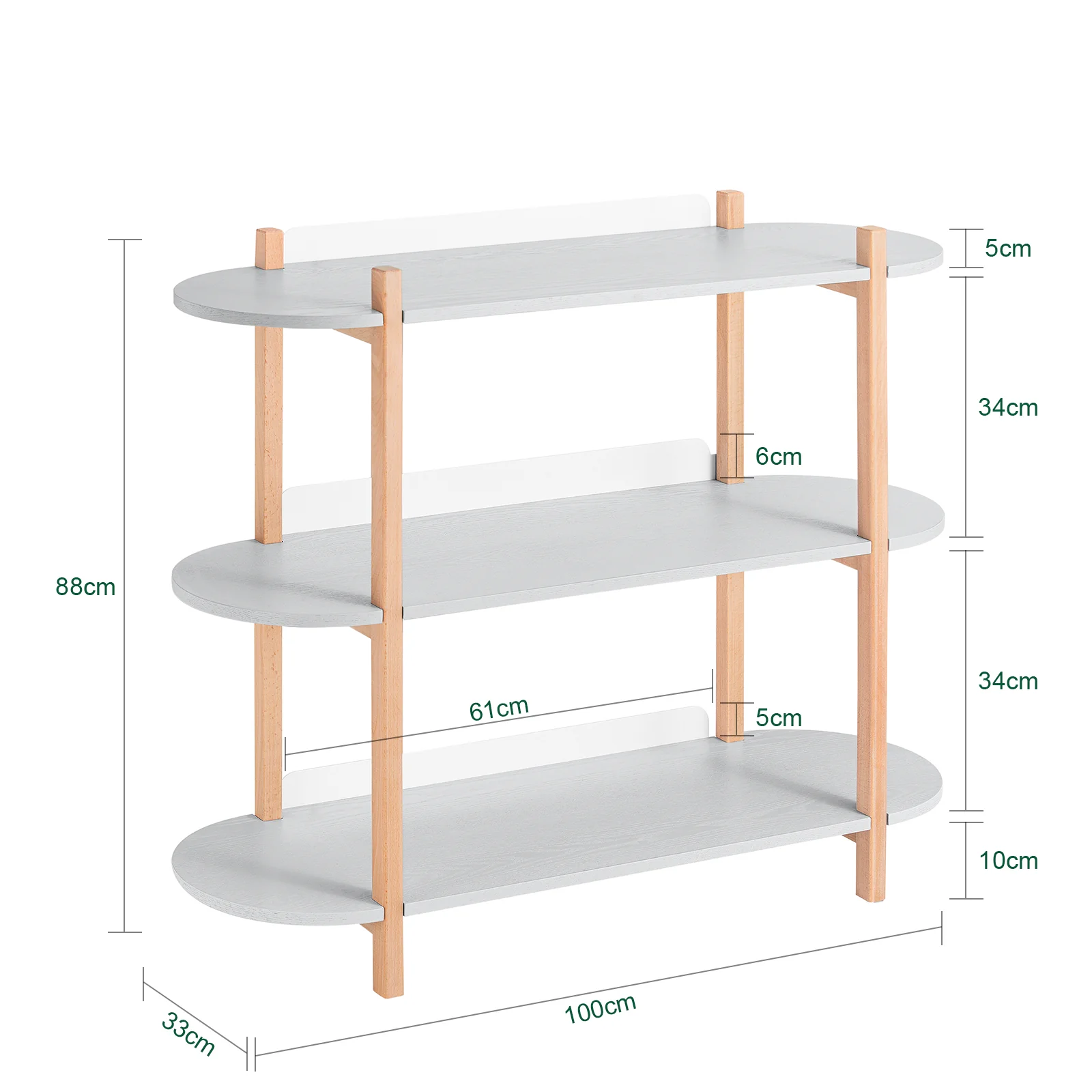 SoBuy HSTR01-H-HG Estantería de Almacenamiento de 3 Niveles Mesa de Centro Gris - Image 3