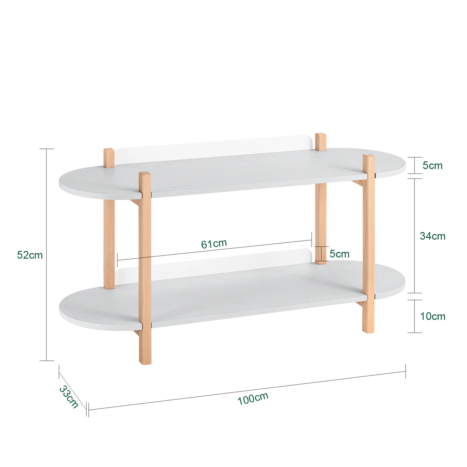 SoBuy HSTR01-HG Estantería de Almacenamiento de 2 Niveles Mesa de Centro Gris - Image 3