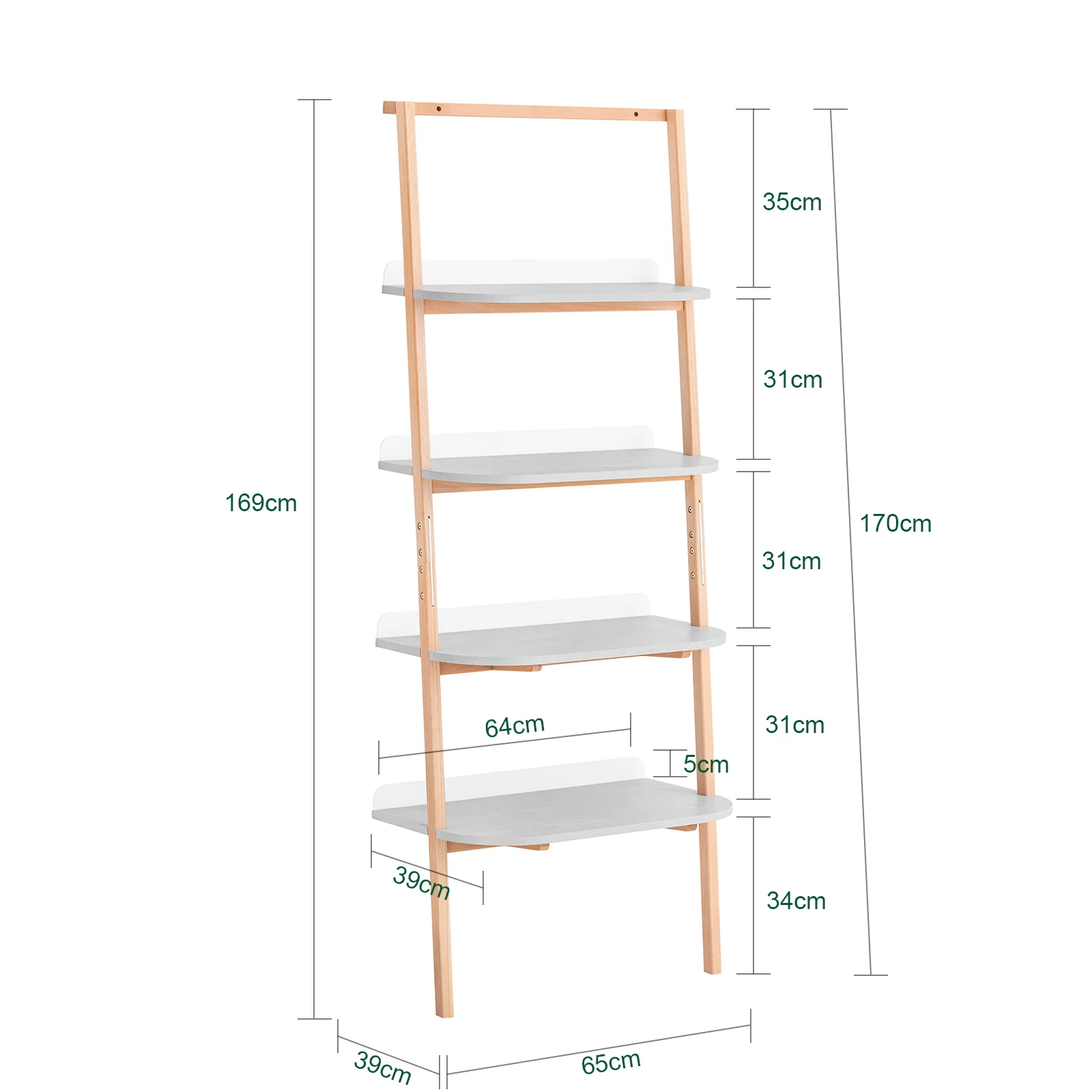 SoBuy HSTR02-HG Estantería de Escalera de 4 Niveles Gris 65 x 39 x 169 cm - Image 3