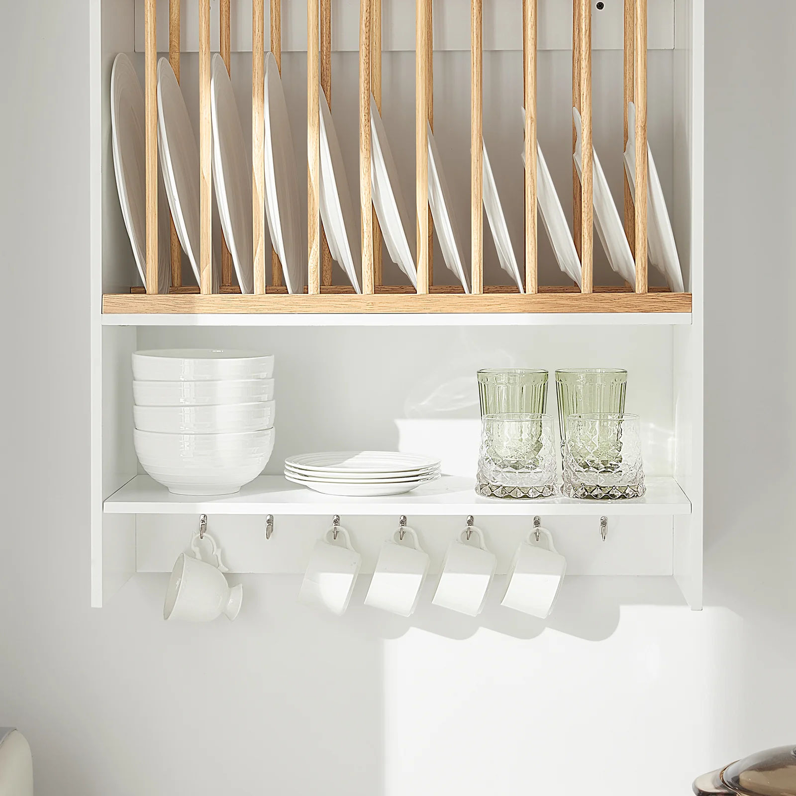 SoBuy KCR09-W Estante de Pared con 1 Estante Adicional y 7 Ganchos - Image 6
