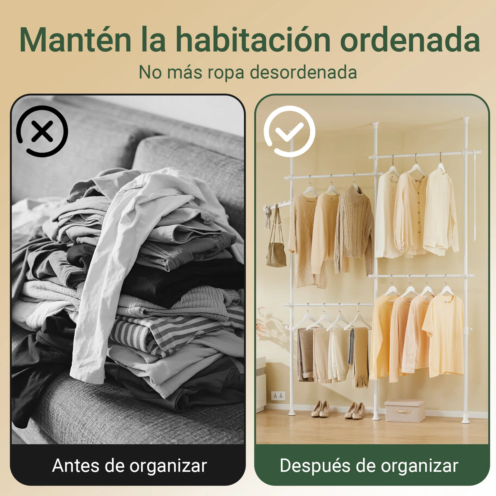SoBuy KLS03-II-W Perchero de Ropa con 4 barras Blanco - Image 8