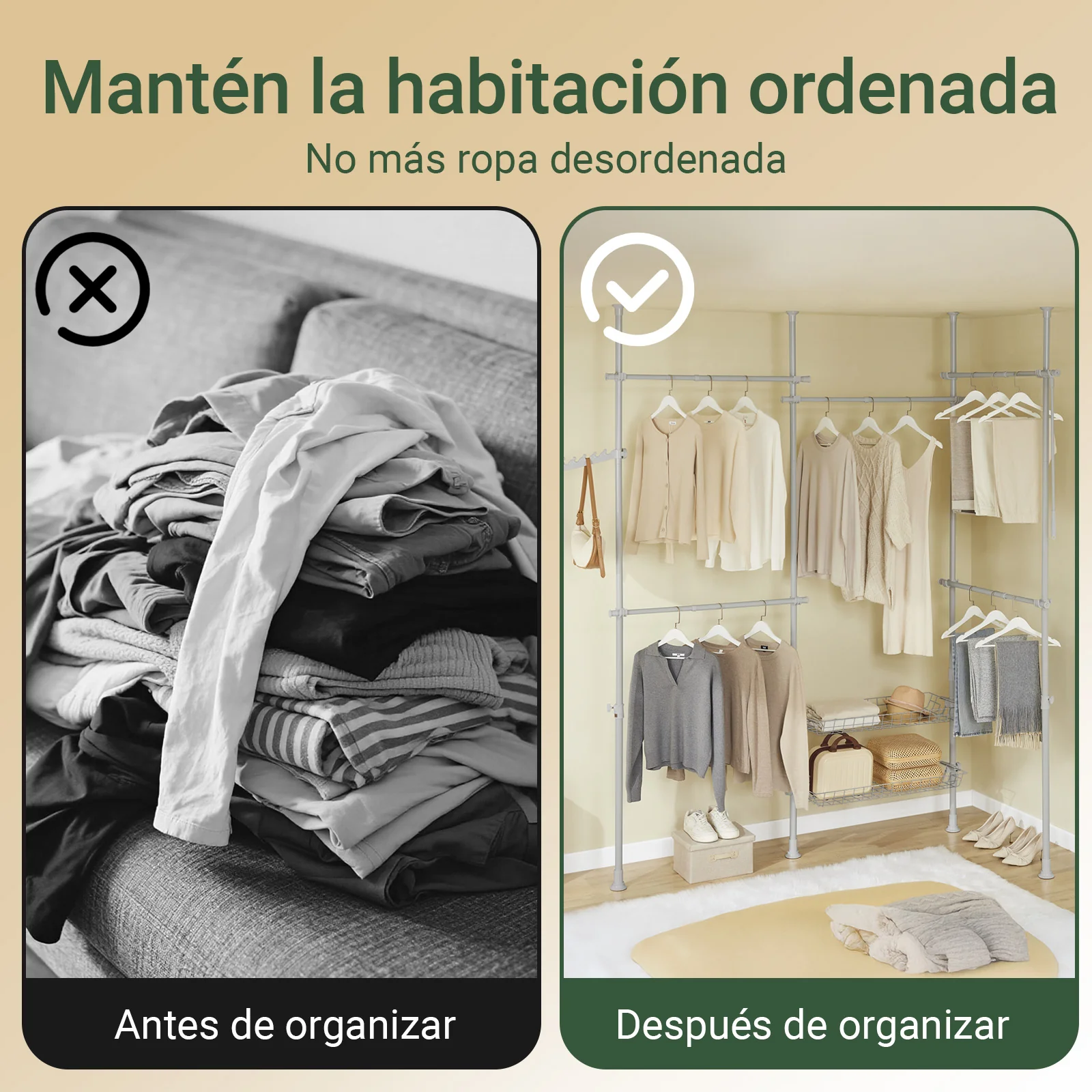 SoBuy KLS04-II-HG Perchero de Ropa Telescópico Altura Ajustable Gris 209-311 x 200-295 cm - Image 2