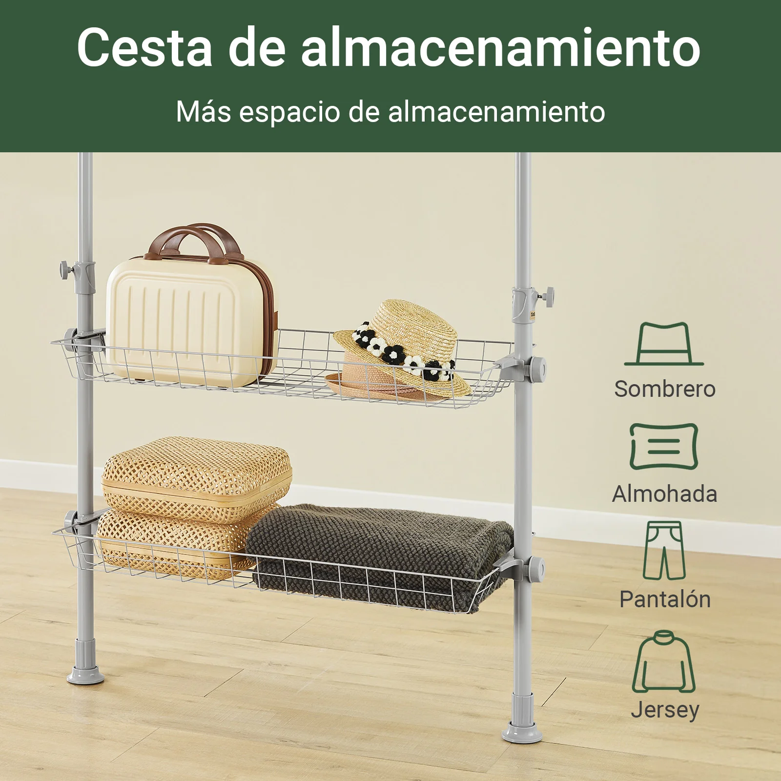 SoBuy KLS04-II-HG Perchero de Ropa Telescópico Altura Ajustable Gris 209-311 x 200-295 cm - Image 6