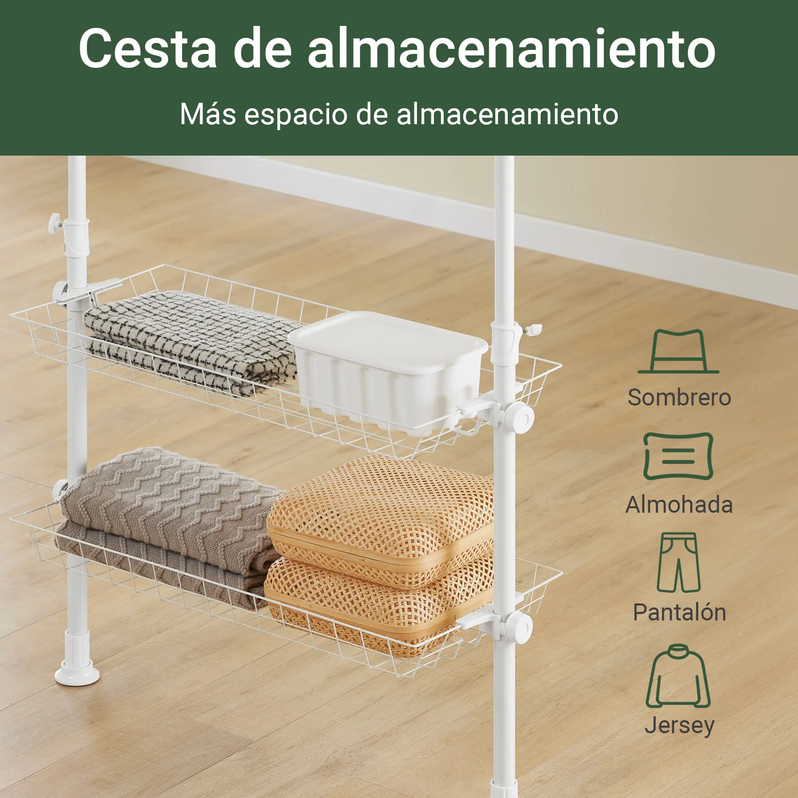 SoBuy KLS04-II-W Barra Telescópica Perchero Burro Ropa Resistente Blanco - Image 5