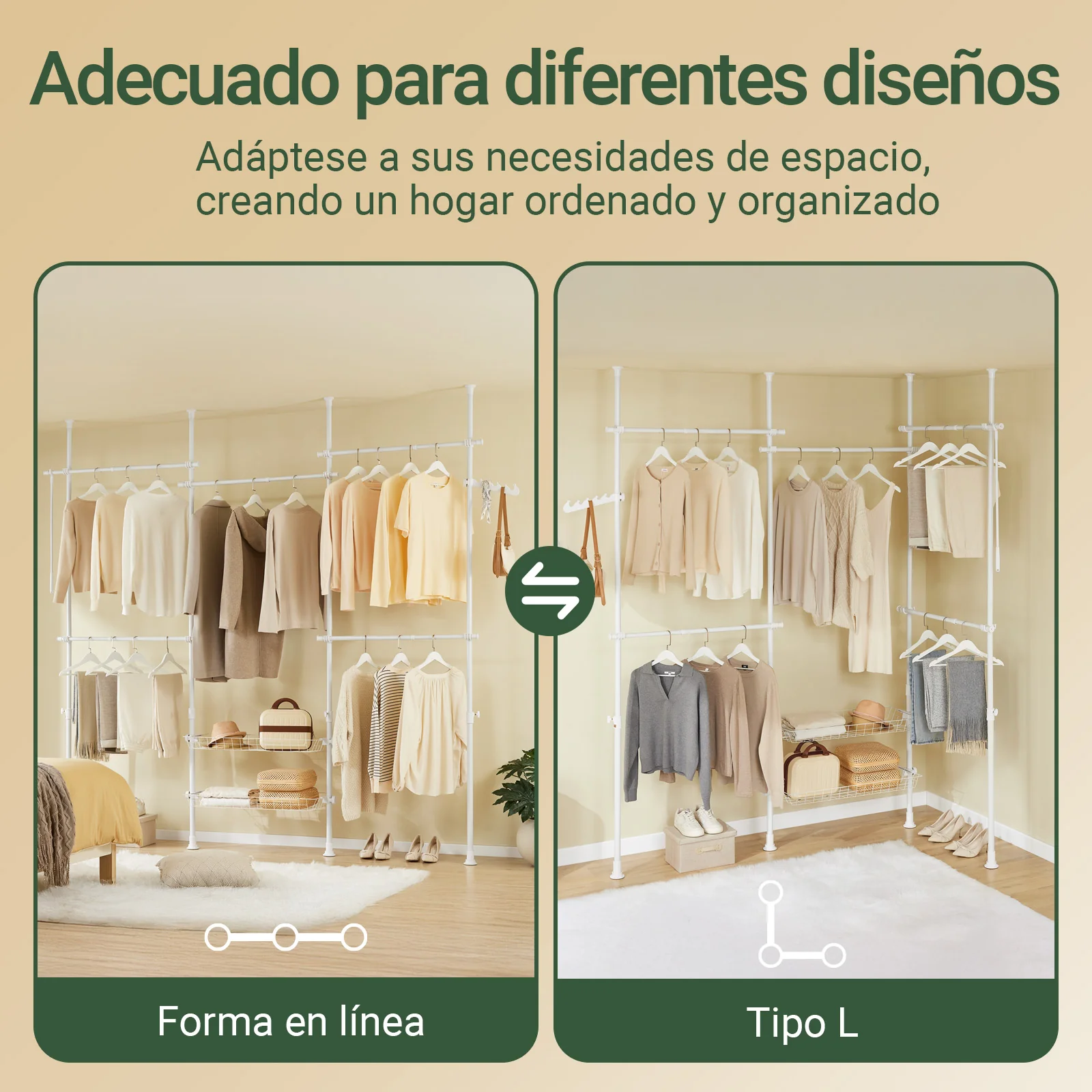 SoBuy KLS04-II-W Barra Telescópica Perchero Burro Ropa Resistente Blanco - Image 7