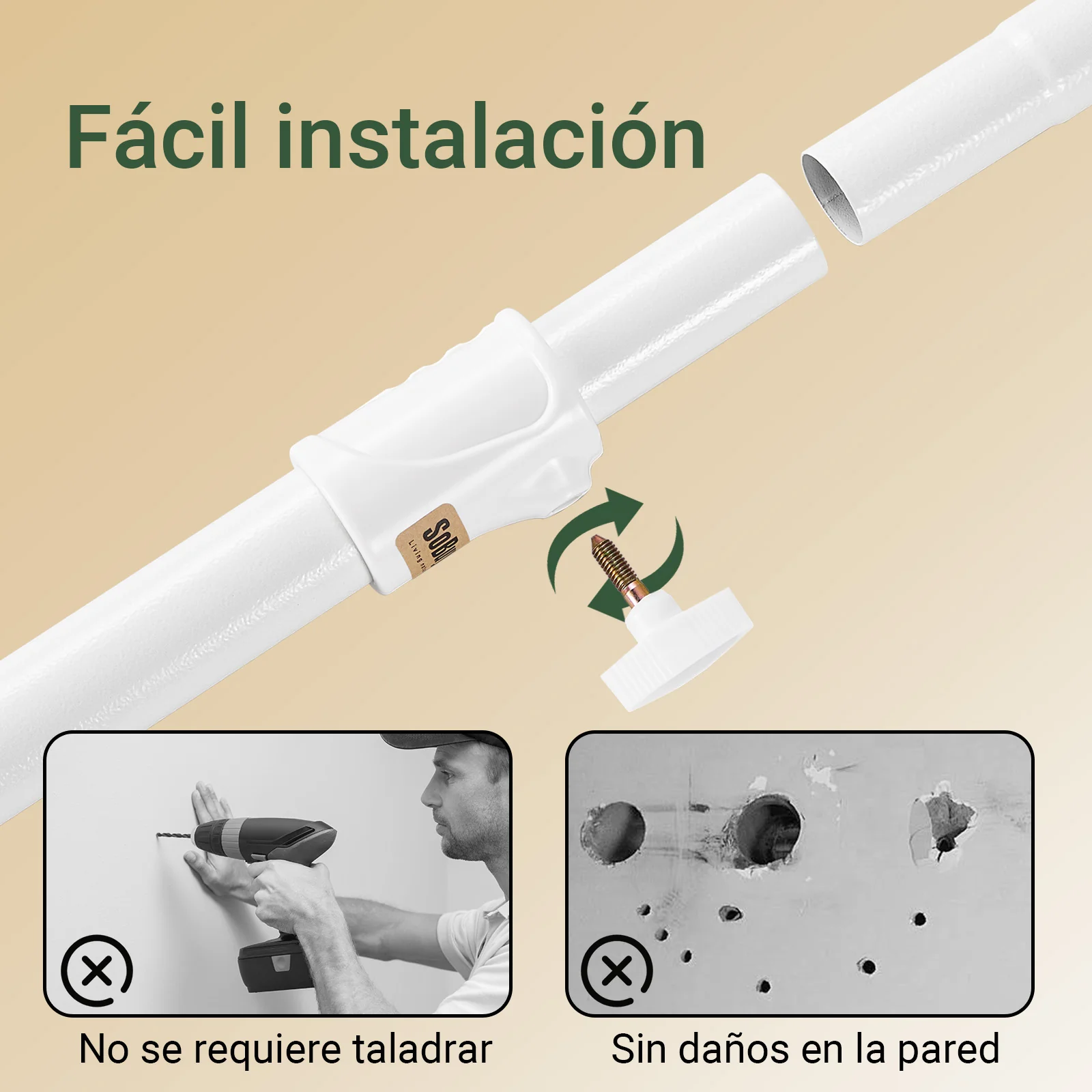 SoBuy KLS04-II-W Barra Telescópica Perchero Burro Ropa Resistente Blanco - Image 9
