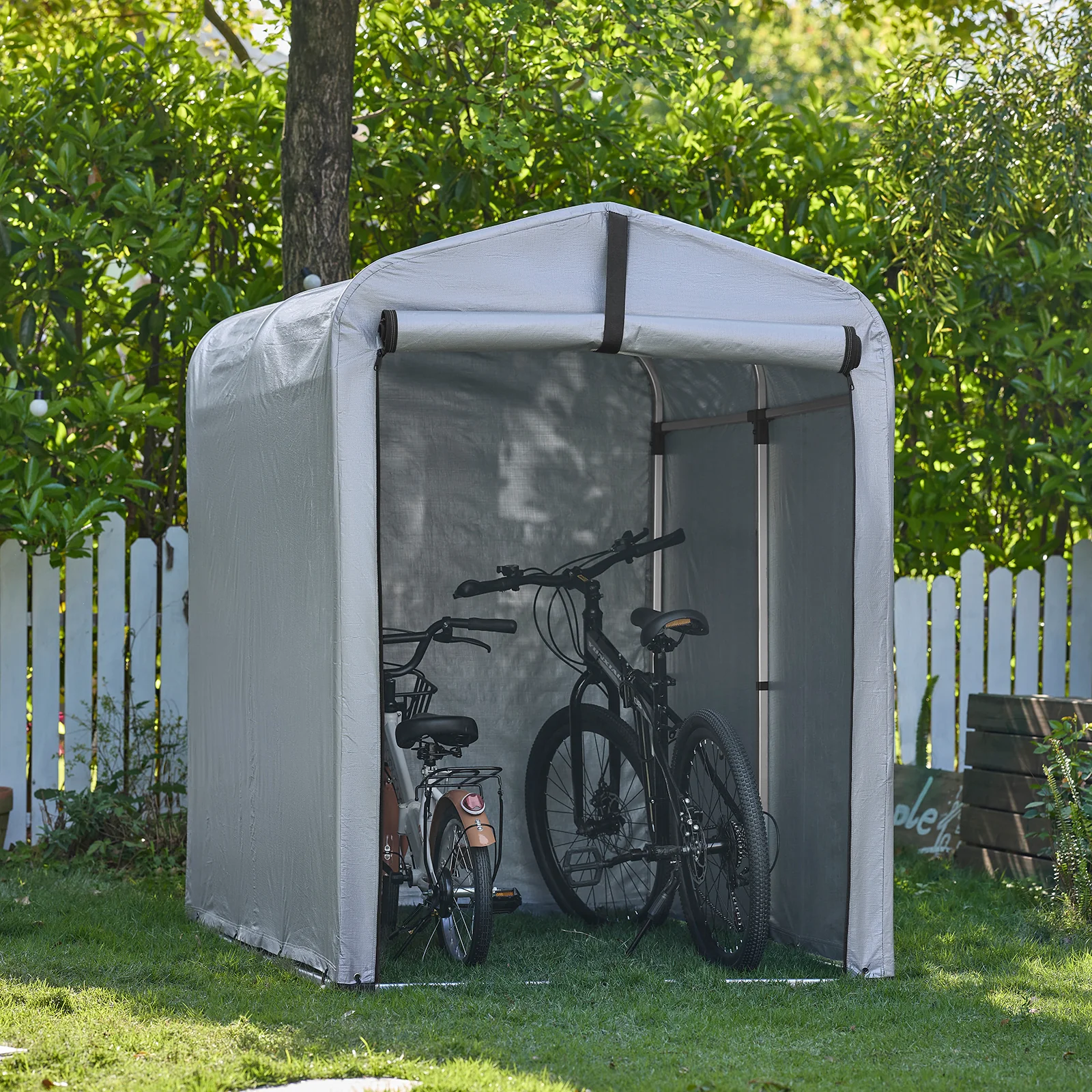 SoBuy KLS11-K Garaje para bicicletas 1,20x1,76x1,63 m Gris - Image 3