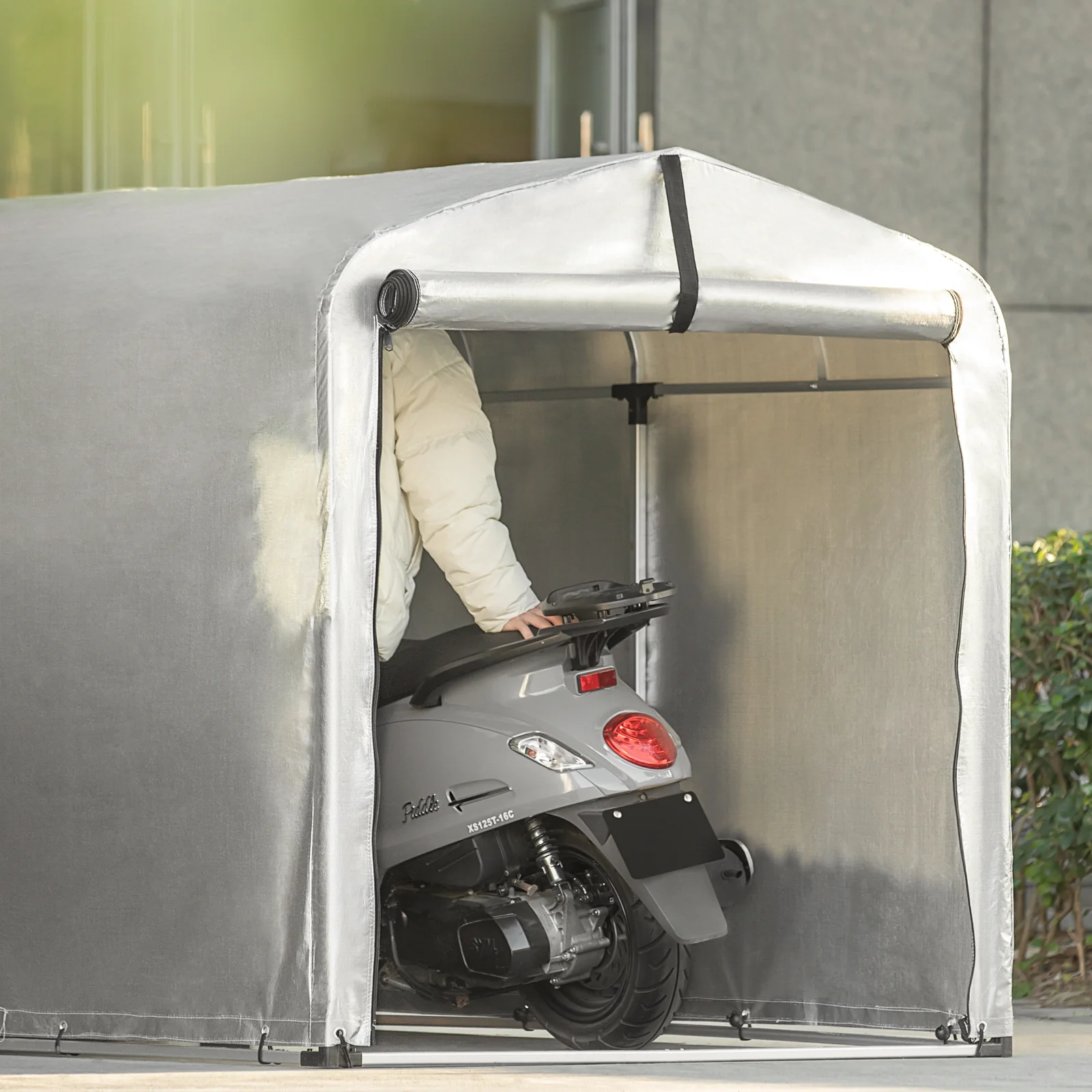 SoBuy KLS11-L Carpas para Bicicletas al Aire Libre en Color Plateado 151x219 x165cm - Image 4