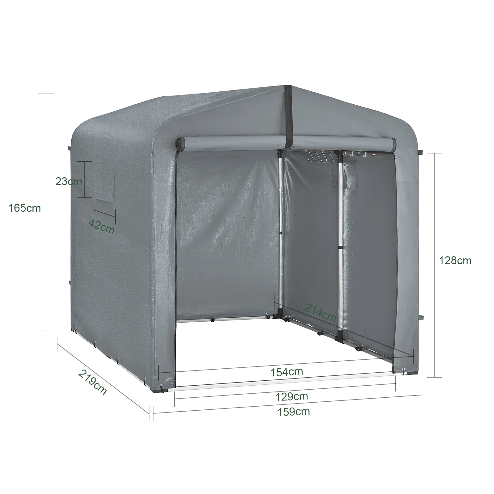 SoBuy KLS11-L-DG Garaje para bicicletas Caseta Jardin Exterior 1,59x2,19 x1,65 m Gris - Image 3