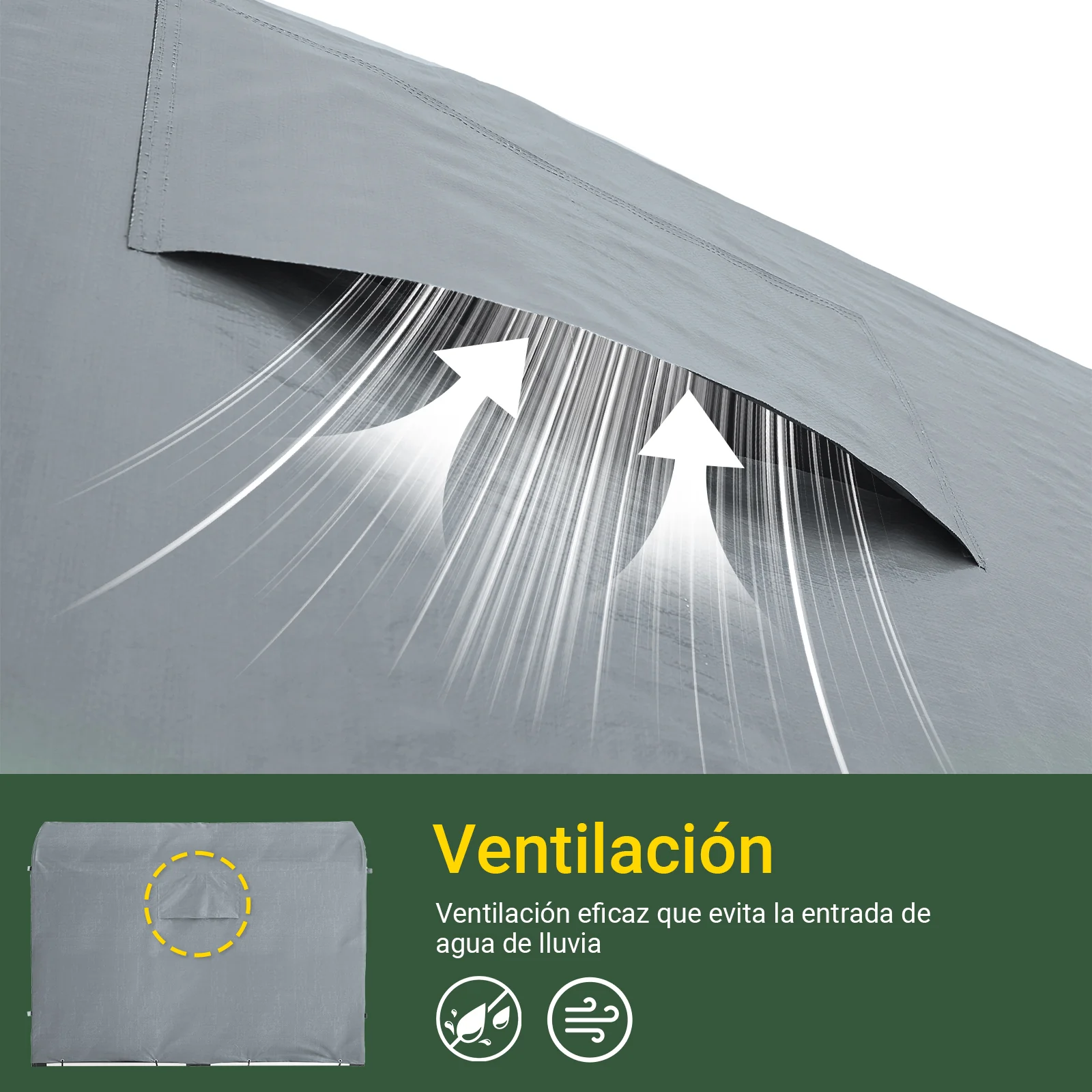 SoBuy KLS11-L-DG Garaje para bicicletas Caseta Jardin Exterior 1,59x2,19 x1,65 m Gris - Image 7