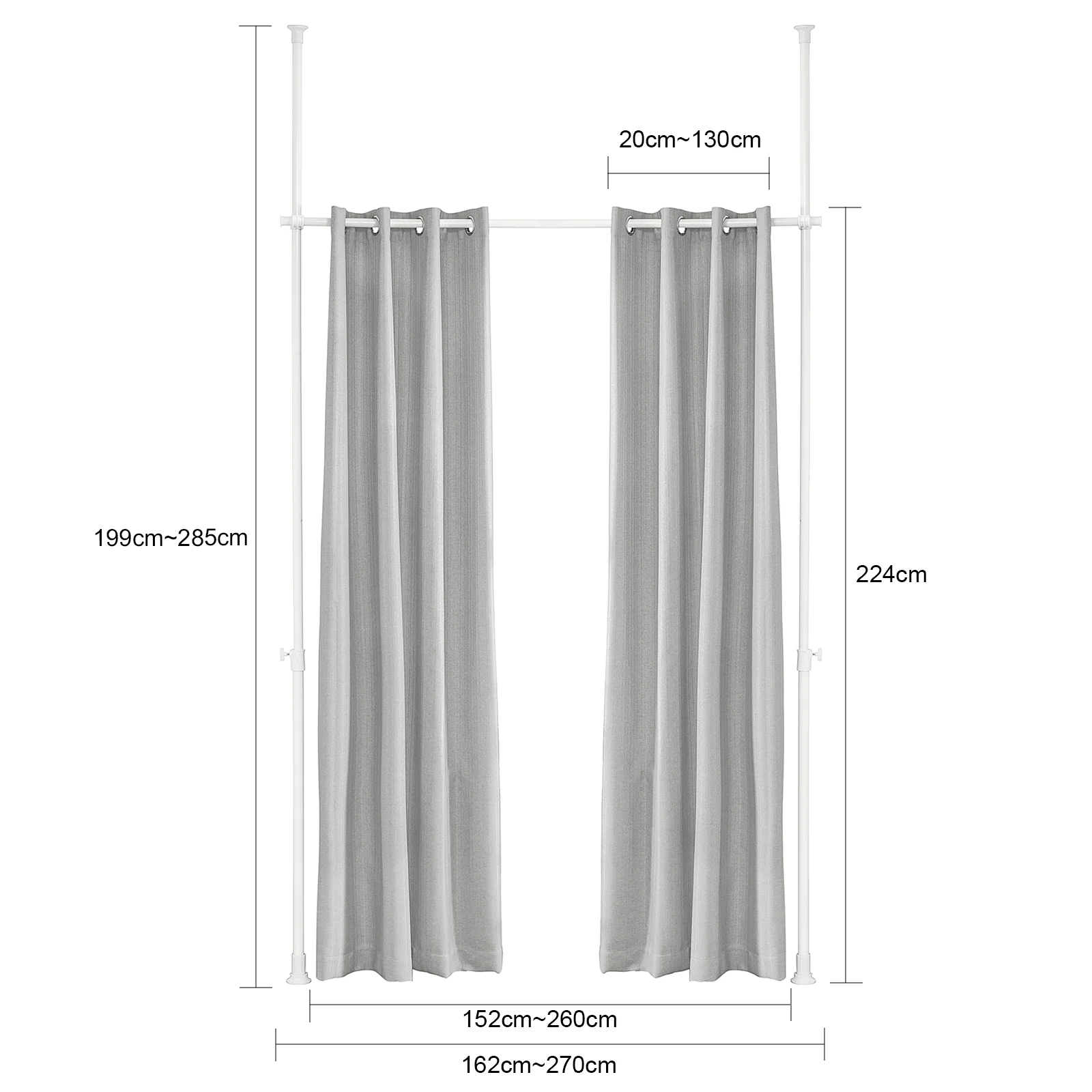 SoBuy KLS12-HG Cortinas Gris Ancho (162-270) x Alto (199-285) cm - Image 3