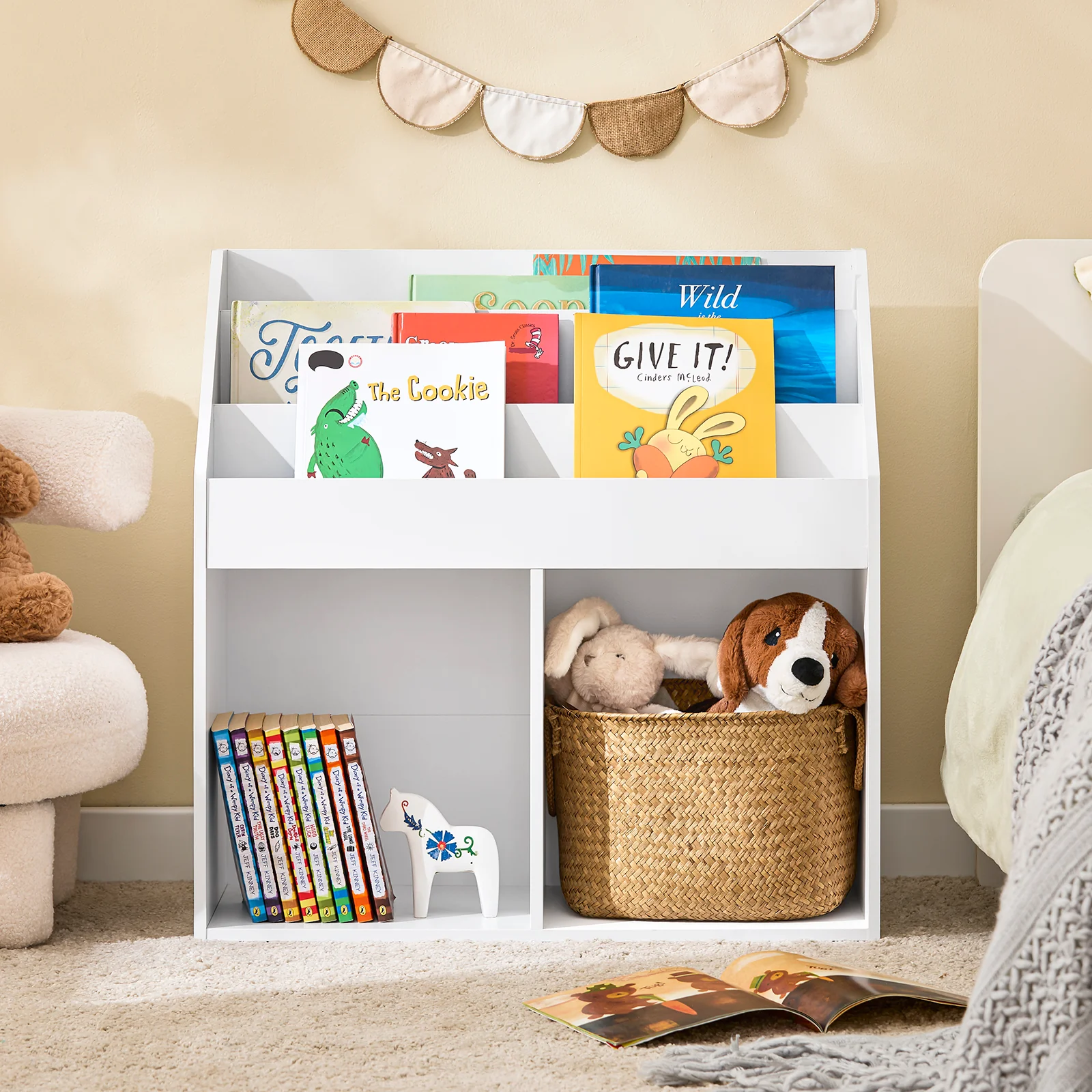 SoBuy KMB01-II-W Librería infantil con 3 Estanterías Blanco - Image 8