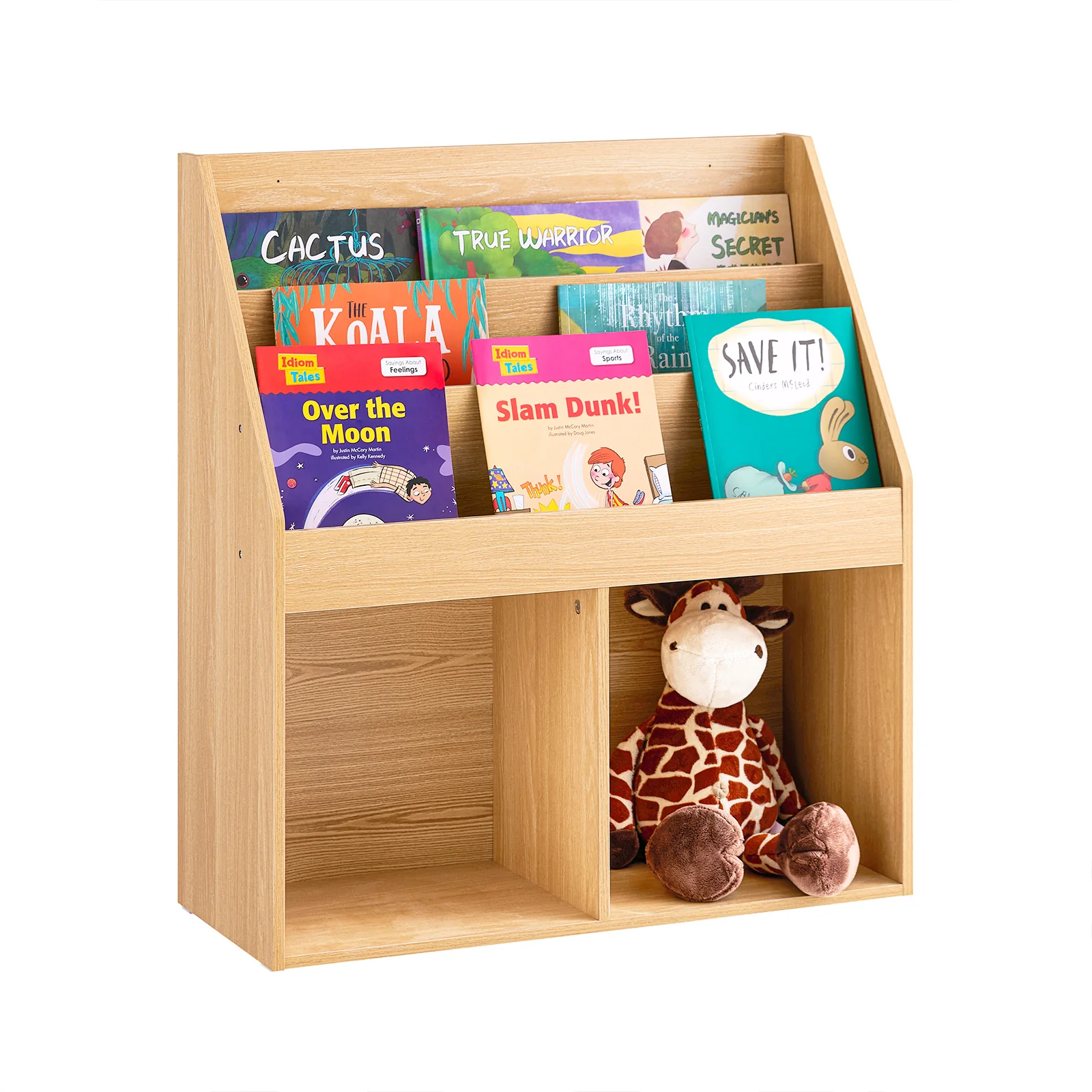 SoBuy KMB01-N LibrerÃa para Niños con 3 EstanterÃas y 2 Compartimentos color Natural