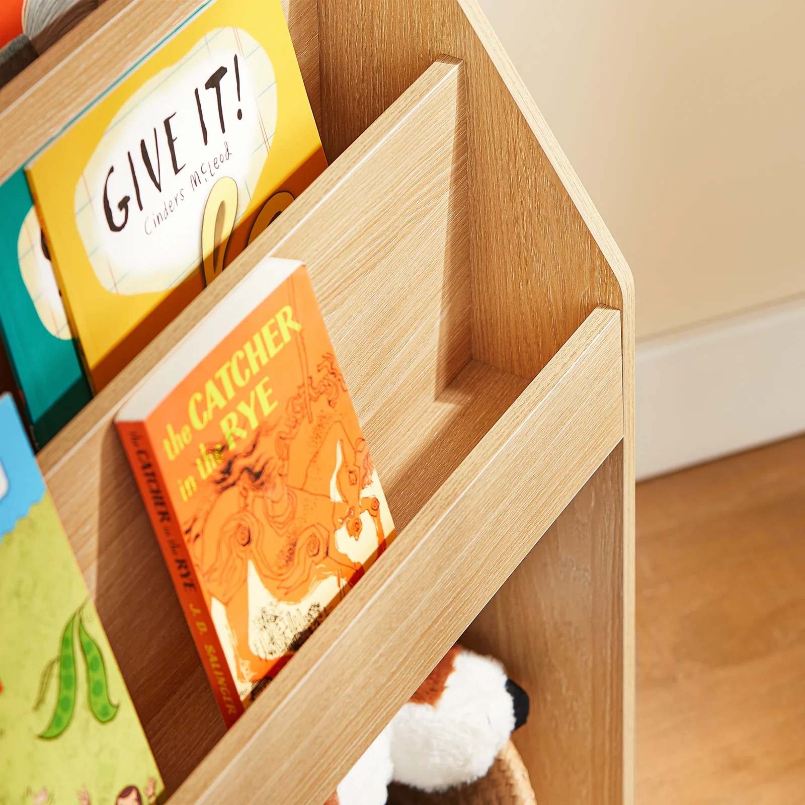 SoBuy KMB01-N LibrerÃa para Niños con 3 EstanterÃas y 2 Compartimentos color Natural - Image 11