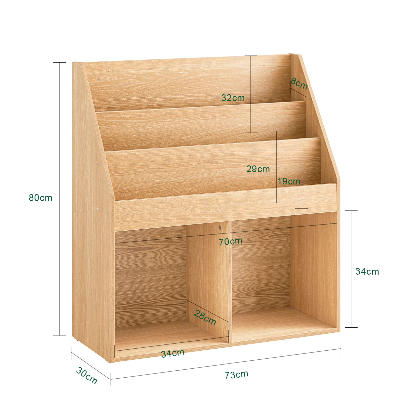SoBuy KMB01-N LibrerÃa para Niños con 3 EstanterÃas y 2 Compartimentos color Natural - Image 3