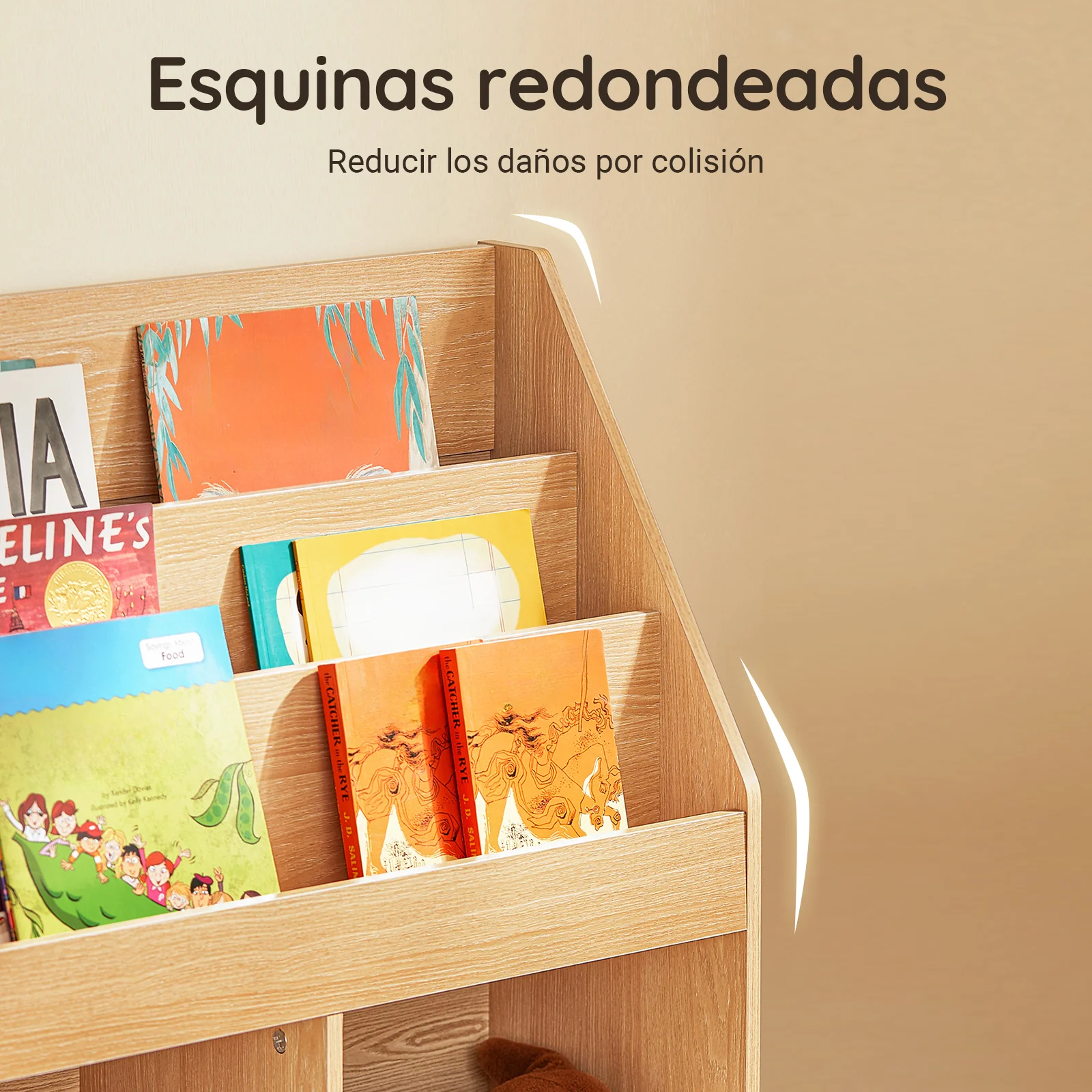 SoBuy KMB01-N LibrerÃa para Niños con 3 EstanterÃas y 2 Compartimentos color Natural - Image 4