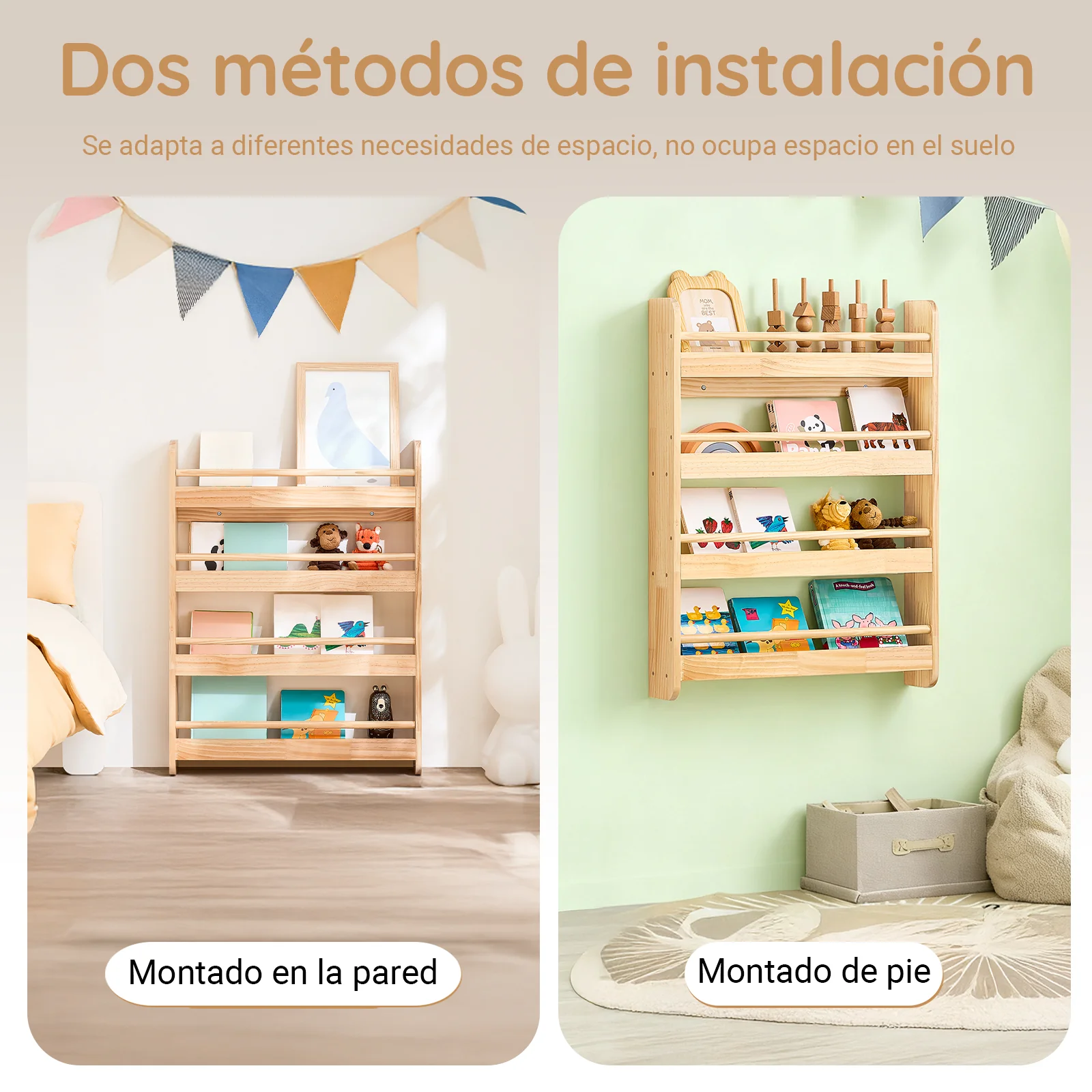 SoBuy KMB08-K-N Librería infantil con 4 Estantes L60cm Natural - Image 5