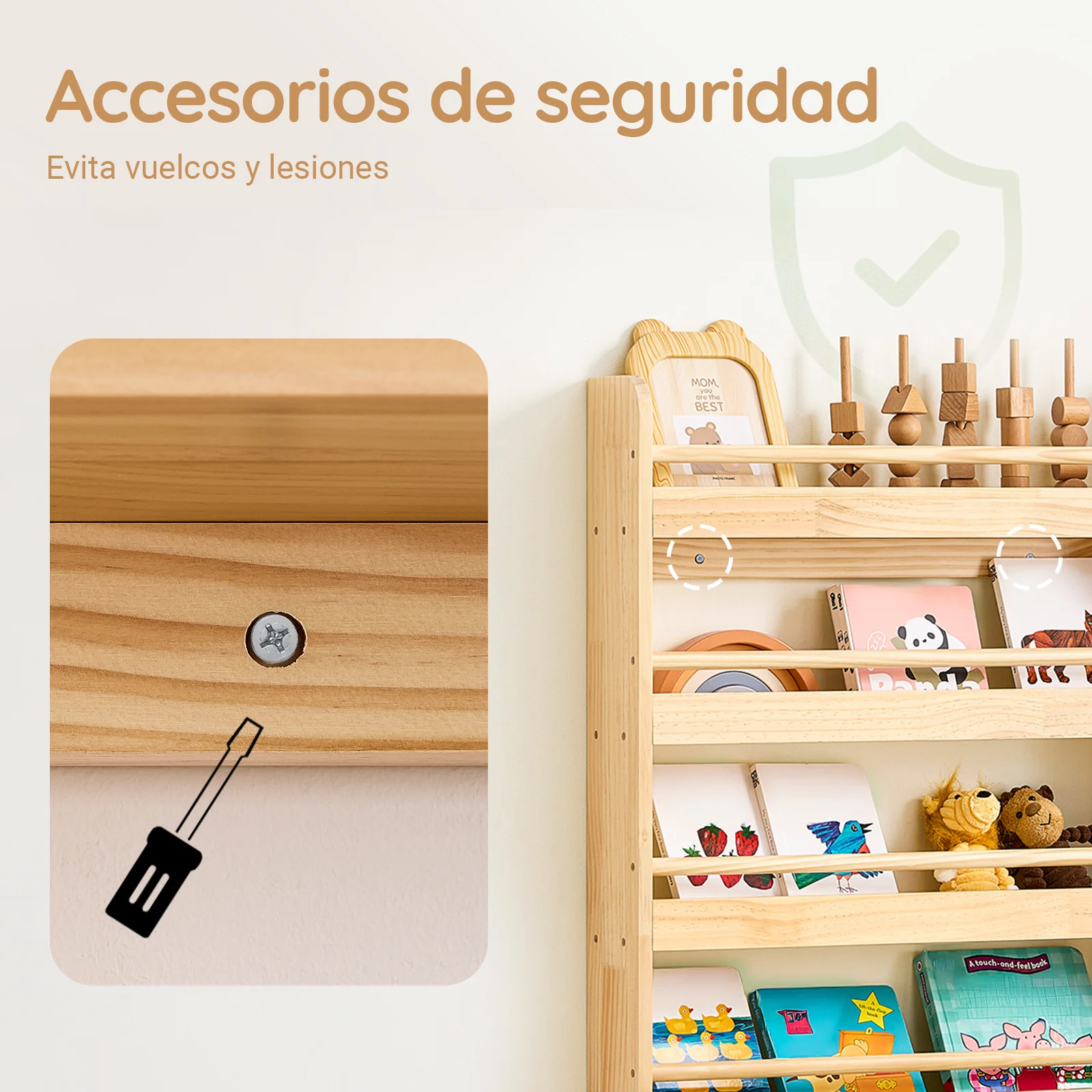 SoBuy KMB08-K-N Librería infantil con 4 Estantes L60cm Natural - Image 6