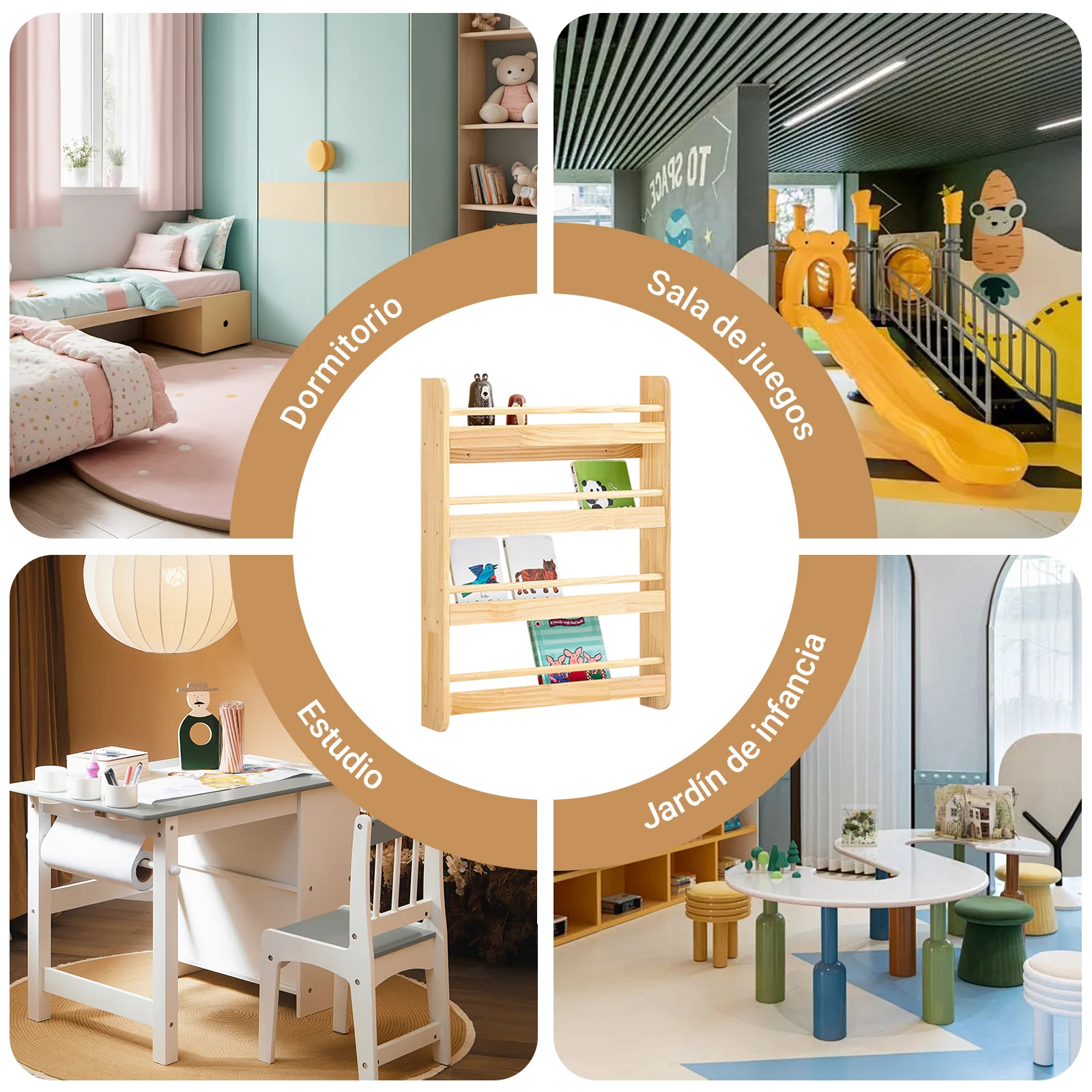 SoBuy KMB08-K-N Librería infantil con 4 Estantes L60cm Natural - Image 9