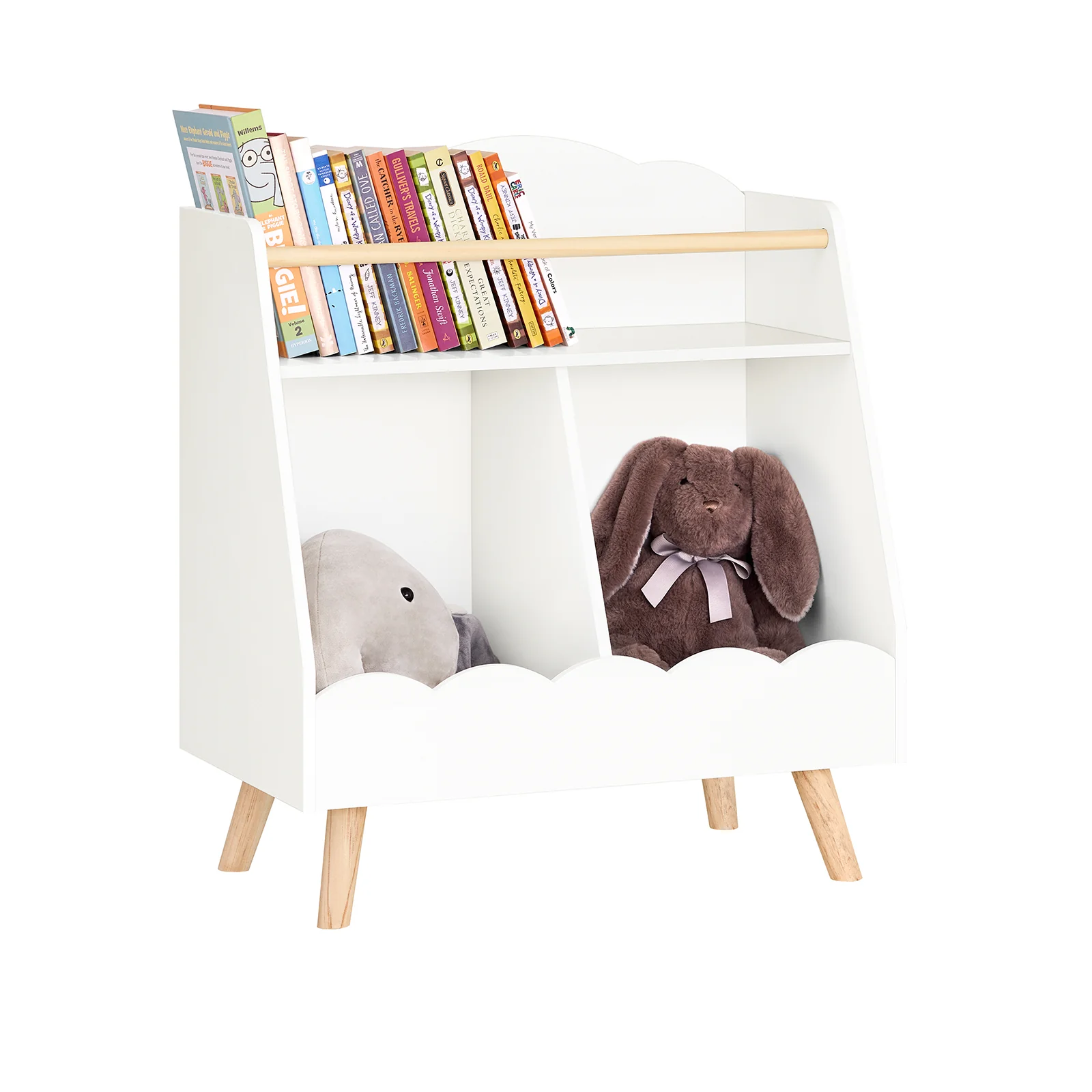 SoBuy KMB100-K-W Librería Infantil Pequeño con 1 Estantería y 2 Compartimentos