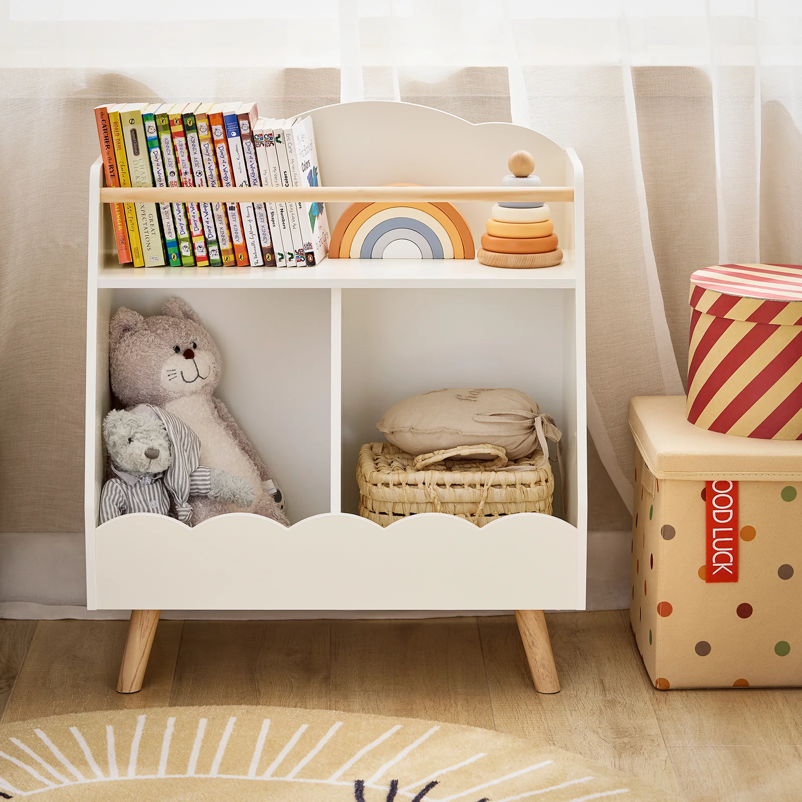 SoBuy KMB100-K-W Librería Infantil Pequeño con 1 Estantería y 2 Compartimentos - Image 2