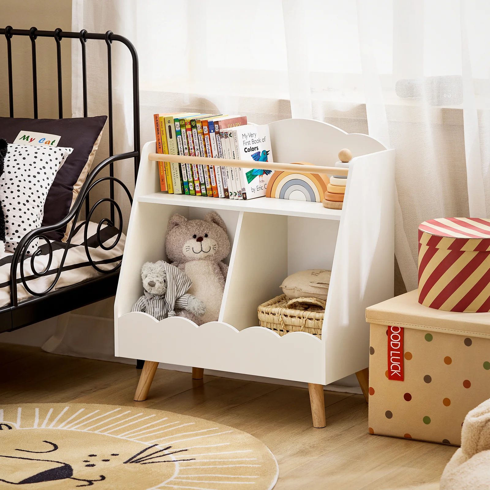 SoBuy KMB100-K-W Librería Infantil Pequeño con 1 Estantería y 2 Compartimentos - Image 4
