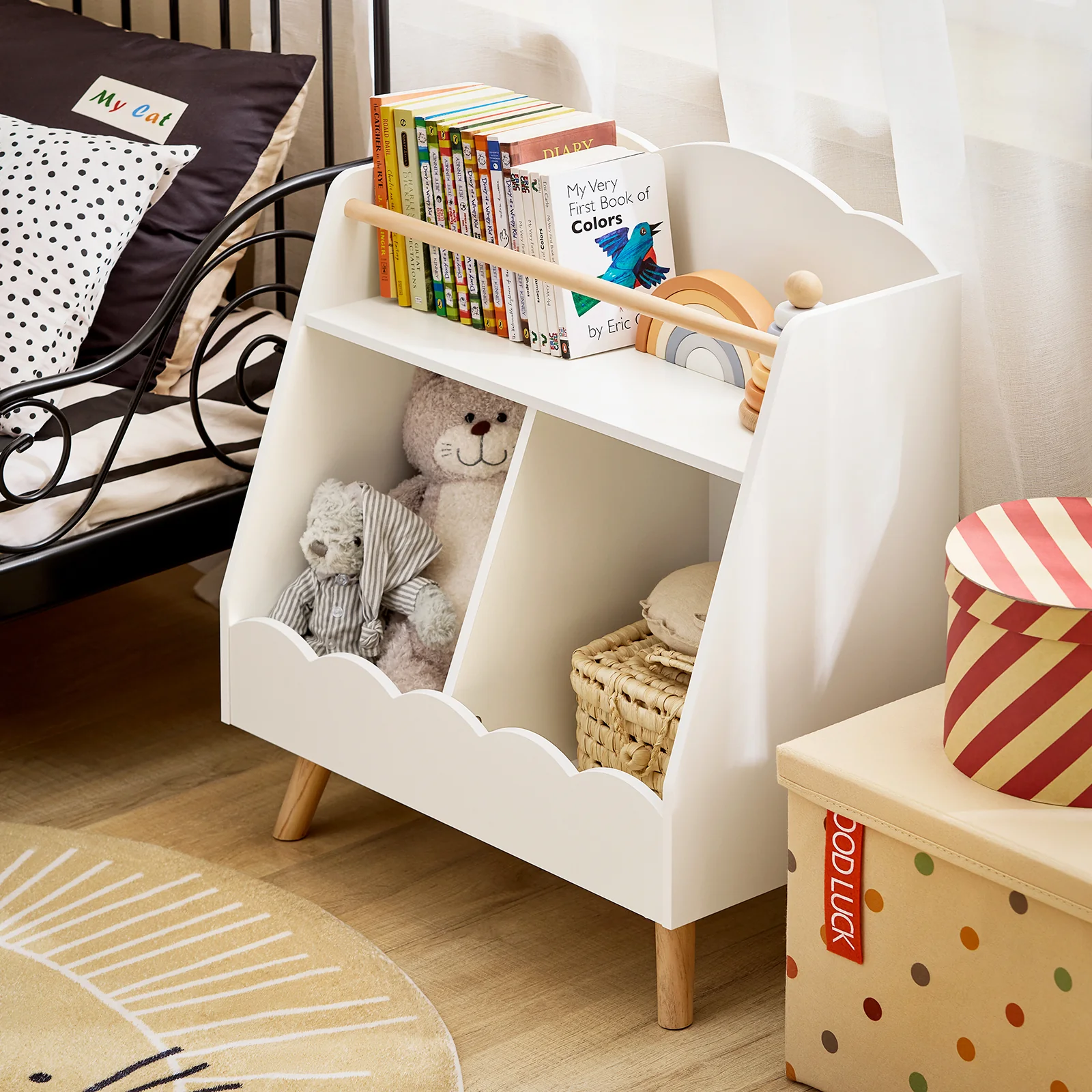 SoBuy KMB100-K-W Librería Infantil Pequeño con 1 Estantería y 2 Compartimentos - Image 5