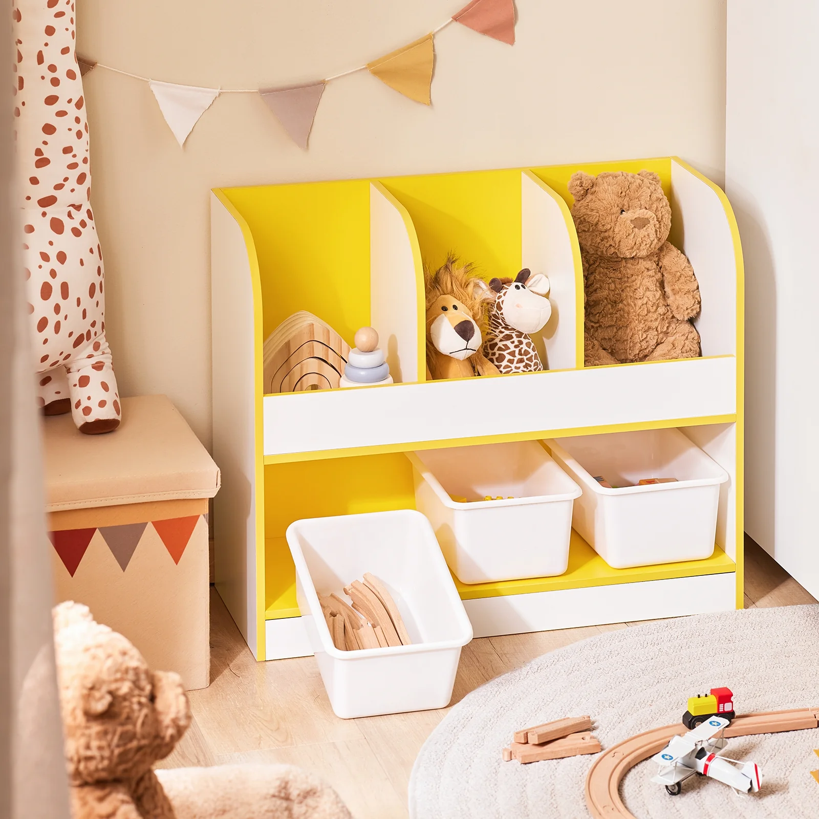 SoBuy KMB107-G Estantería Infantil con 3 Compartimentos y 3 Cajas de Plástico - Image 2