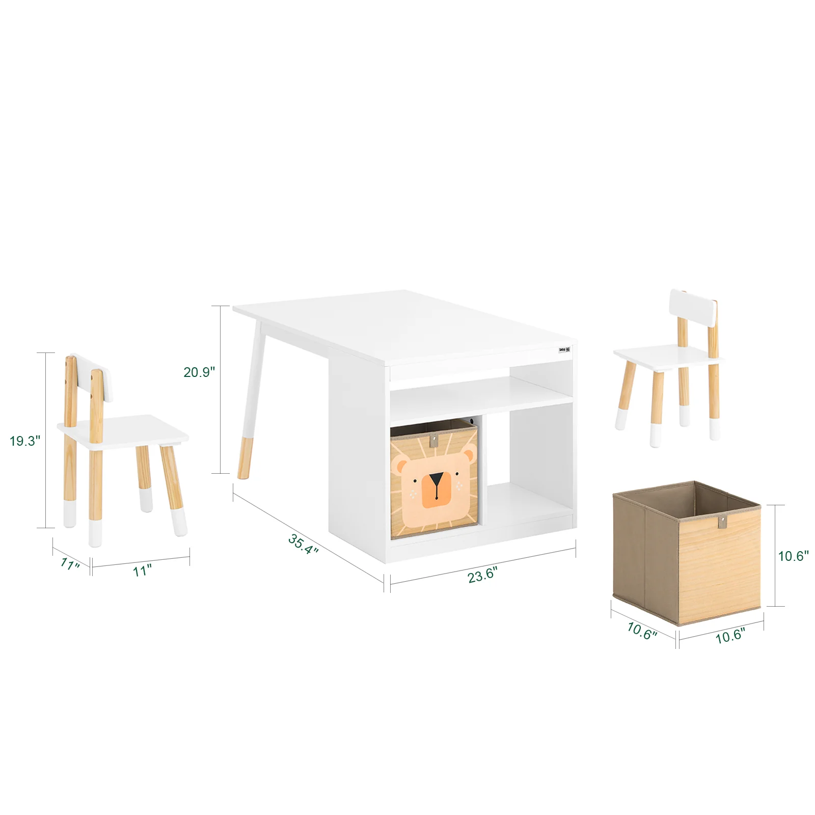 SoBuy KMB113-W Set de Mesa Infantil con 2 Sillas con 2 Cajas Blanco - Image 3