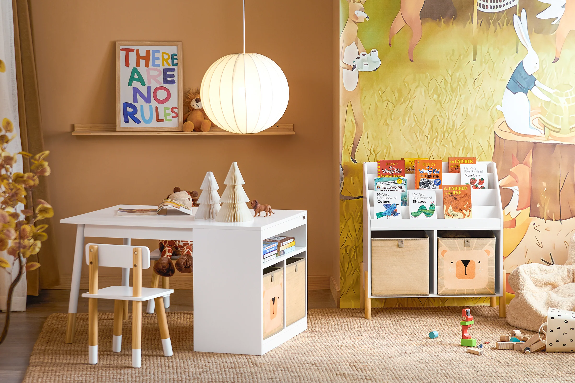 SoBuy KMB113-W Set de Mesa Infantil con 2 Sillas con 2 Cajas Blanco - Image 4