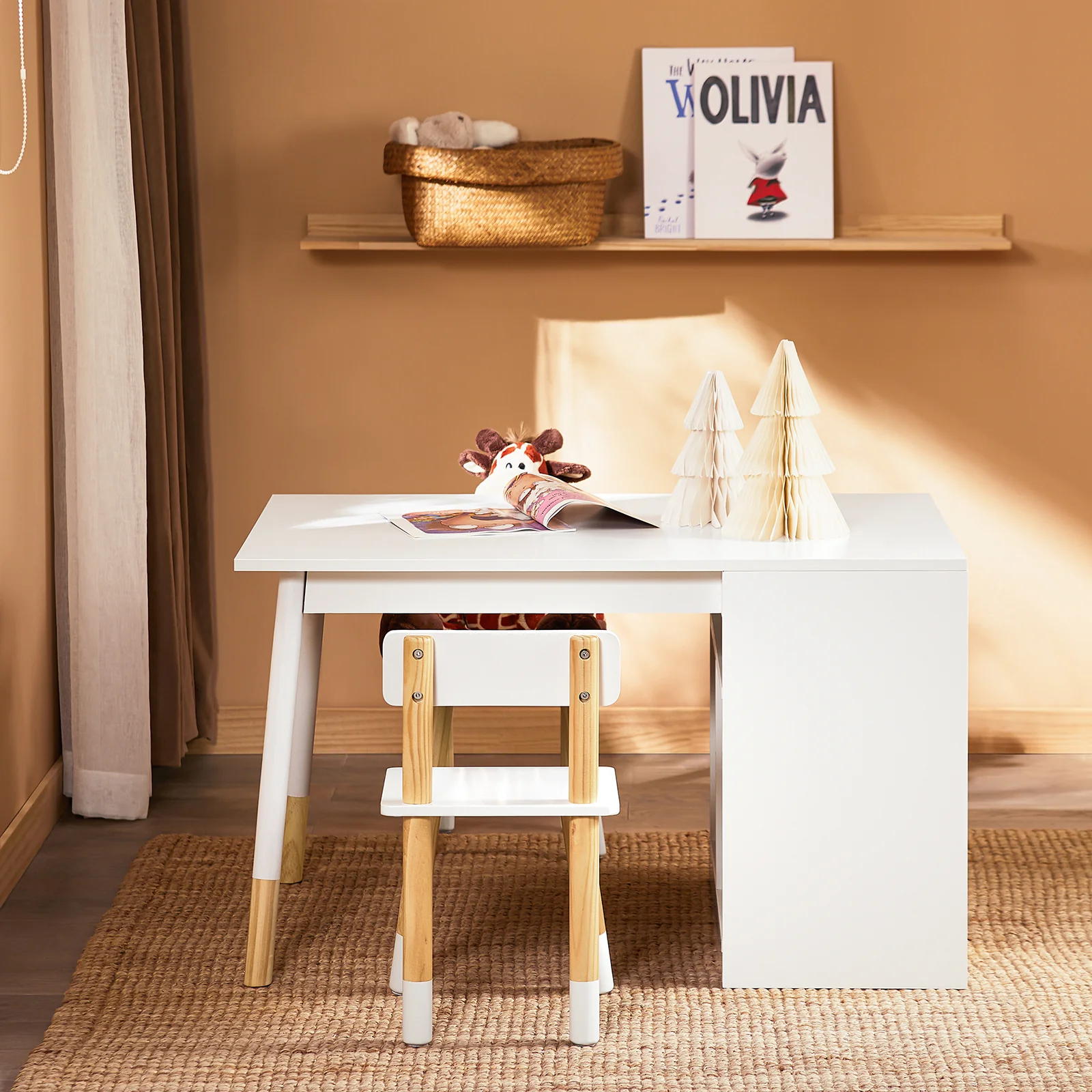 SoBuy KMB113-W Set de Mesa Infantil con 2 Sillas con 2 Cajas Blanco - Image 6