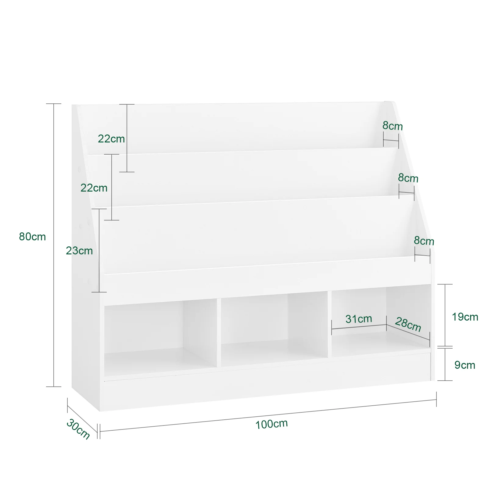 SoBuy KMB118-W Librería Infantil Montessori con 3 Compartimentos y 3 Estantes - Image 3