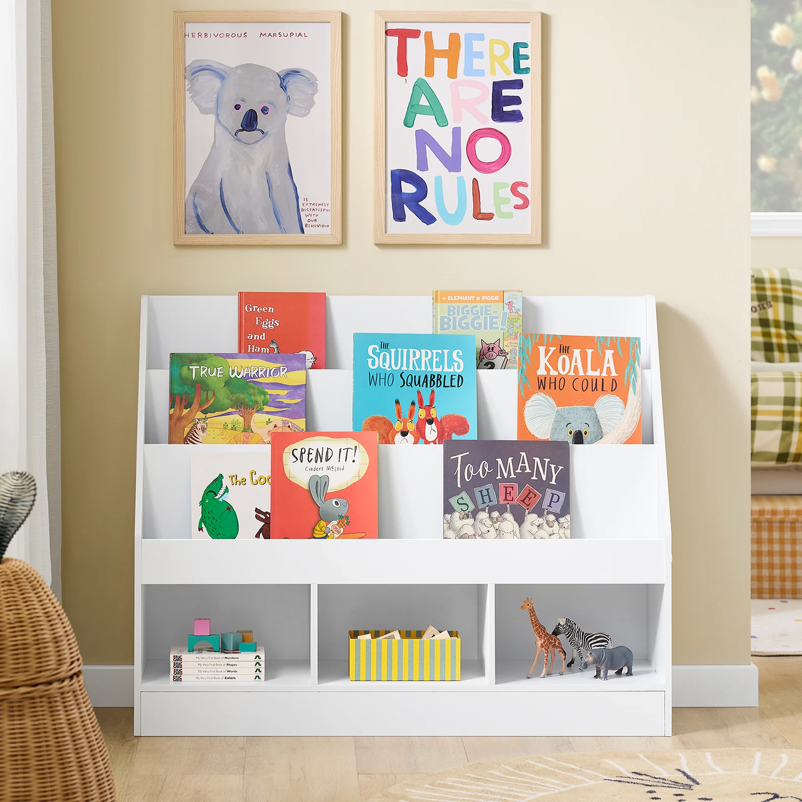 SoBuy KMB118-W Librería Infantil Montessori con 3 Compartimentos y 3 Estantes - Image 4
