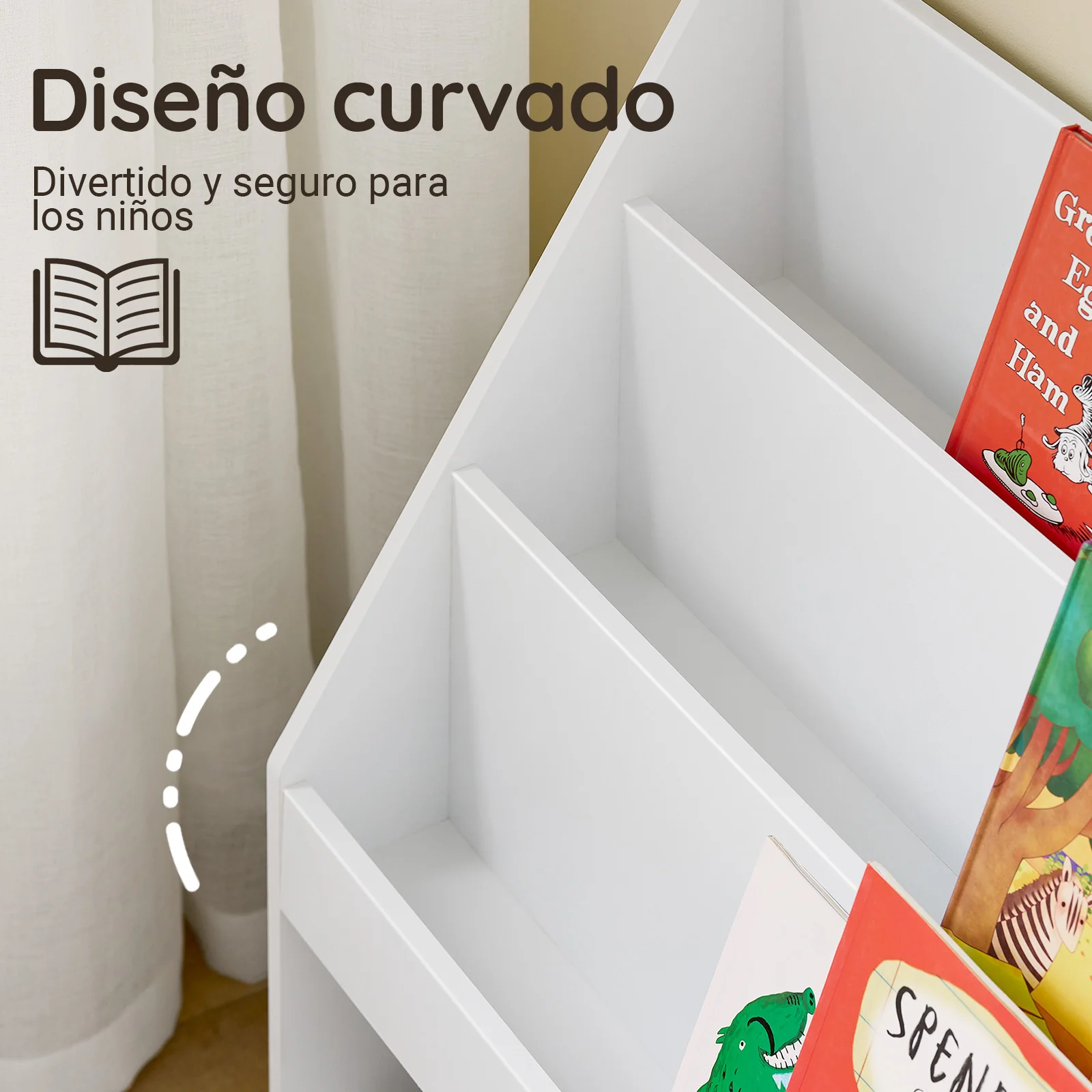 SoBuy KMB118-W Librería Infantil Montessori con 3 Compartimentos y 3 Estantes - Image 5