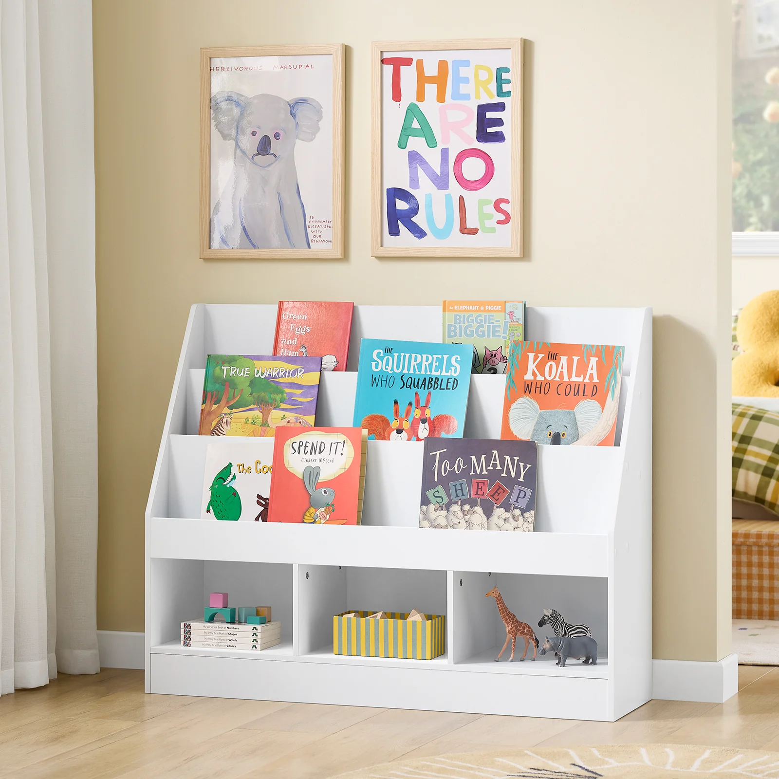 SoBuy KMB118-W Librería Infantil Montessori con 3 Compartimentos y 3 Estantes - Image 9