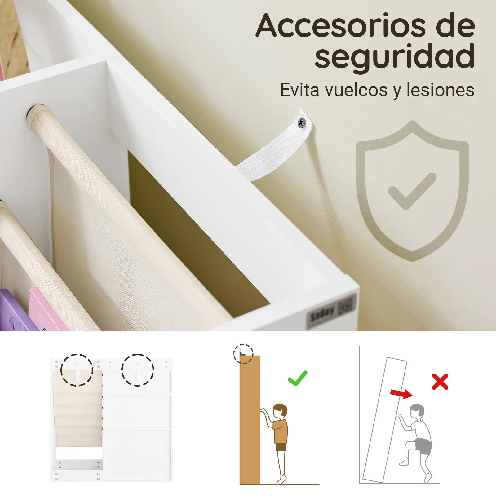 SoBuy KMB119-W Estantería Libros Infantil Librería Infantil con 3 Estantes y 1 Compartimento - Image 6